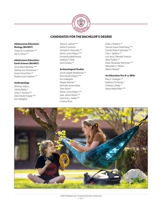 SUNY Potsdam - 2023 Commencement Program - Page 14-15 - Created With ...