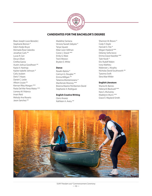 SUNY Potsdam - 2023 Commencement Program - Page 18-19 - Created With ...