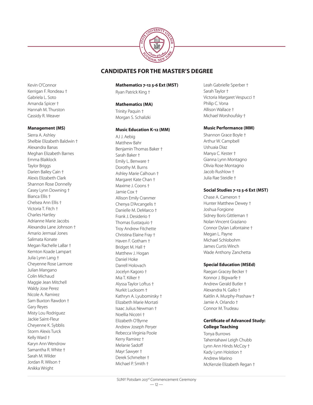 SUNY Potsdam - 2023 Commencement Program - Page 1 - Created with  Publitas.com