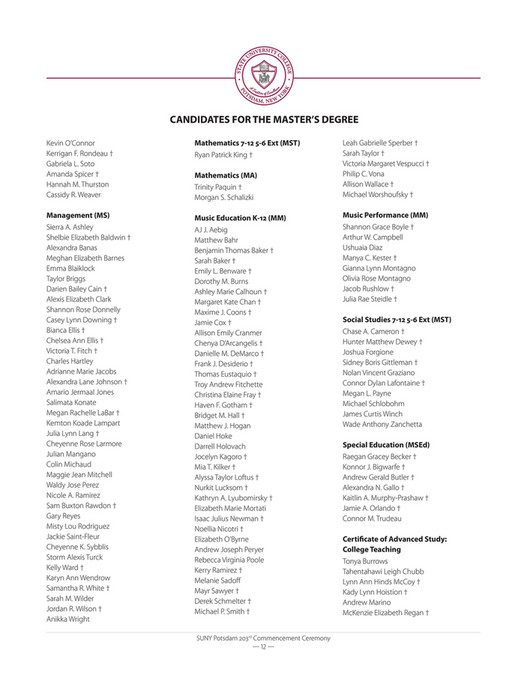 SUNY Potsdam 2023 Commencement Program Page 1213 Created with