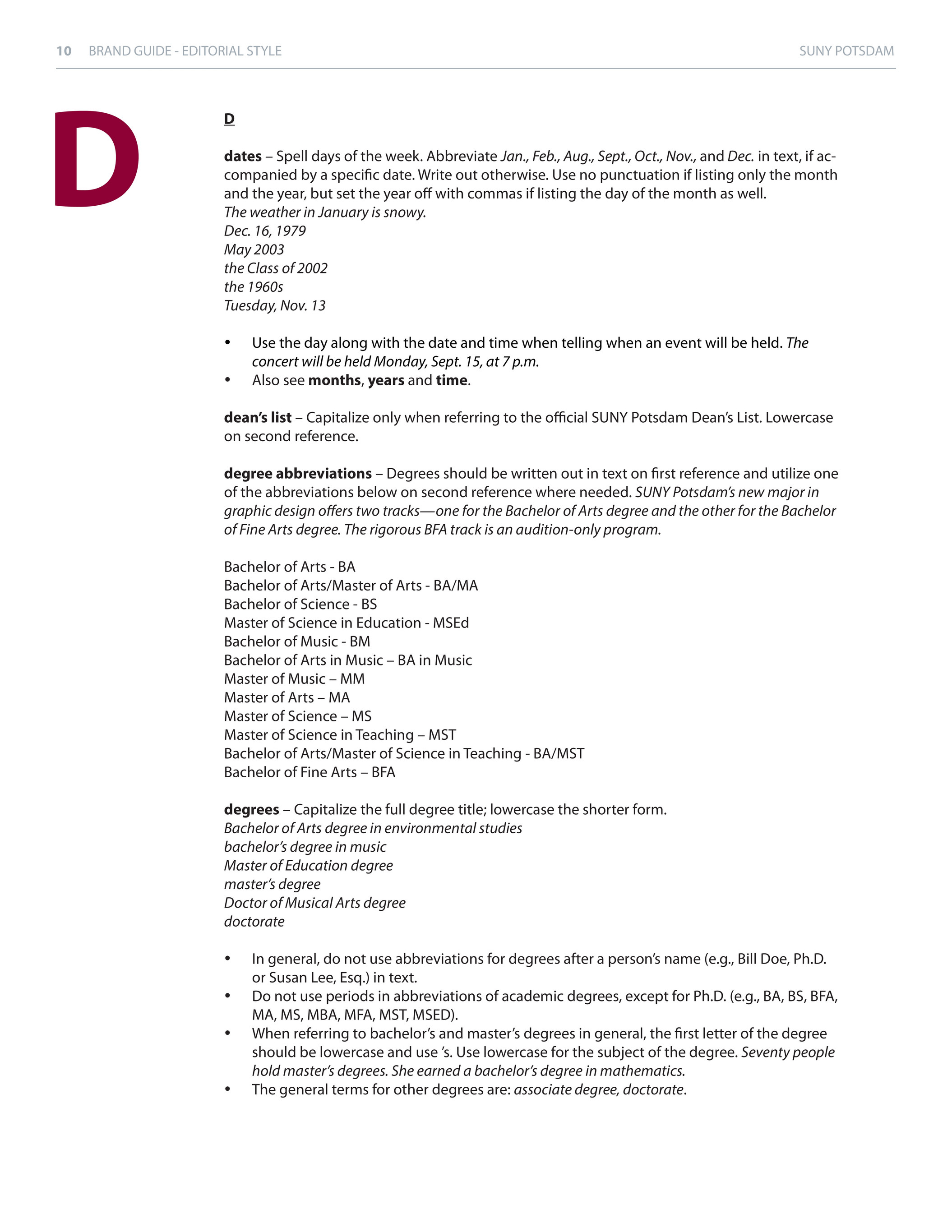 Suny Potsdam Editorial Style Guide Page 4 5 Created With Publitas Com