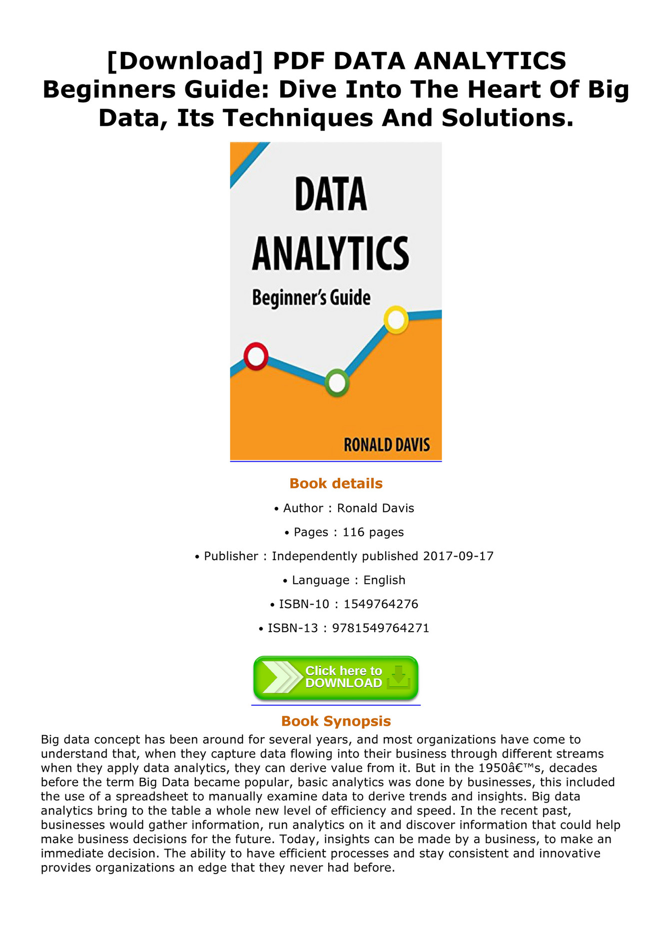 My Publications Download Pdf Data Analytics Beginners Guide Dive Into