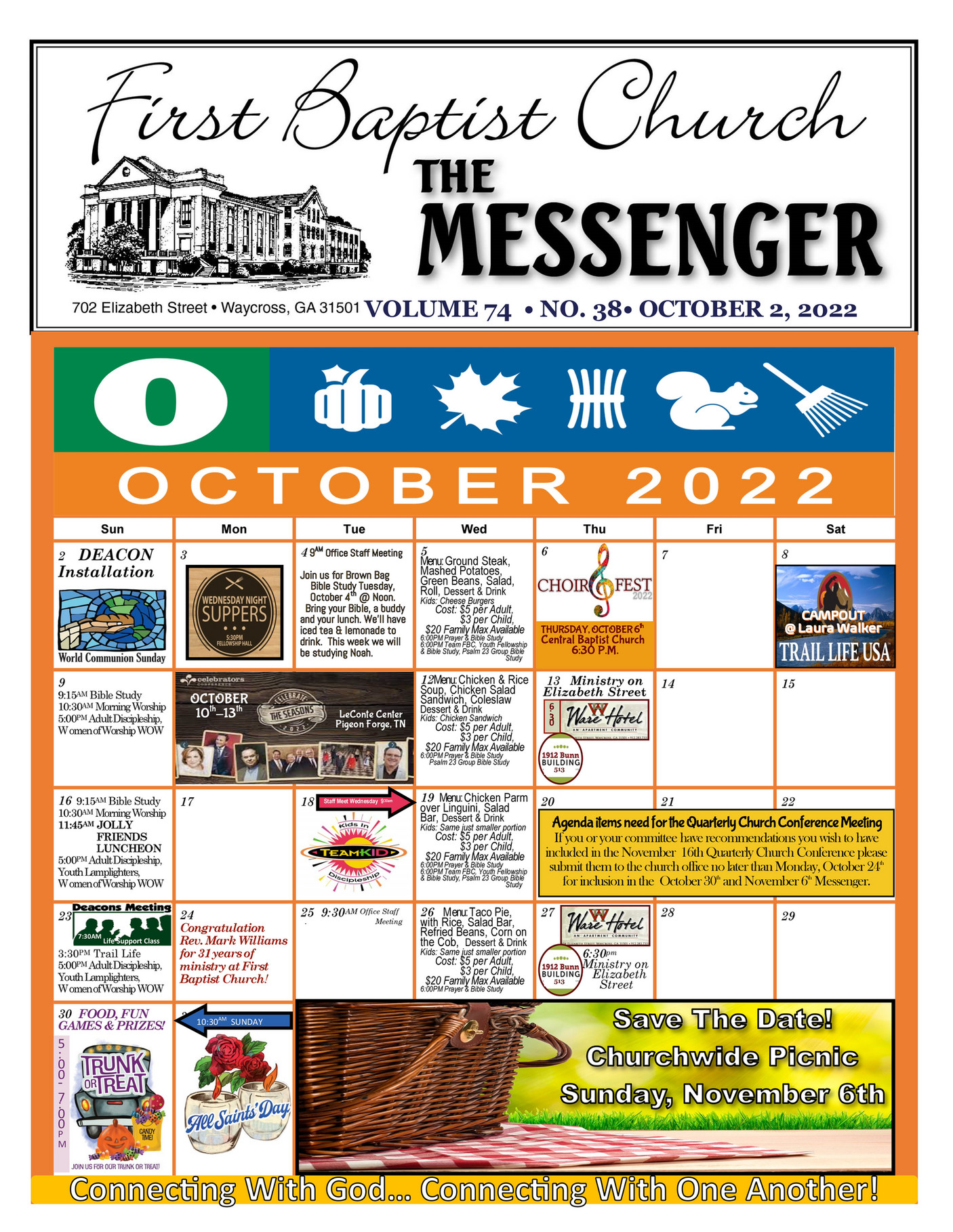 First Baptist Church Waycross, GA - The Messenger, Sunday, October 2nd ...