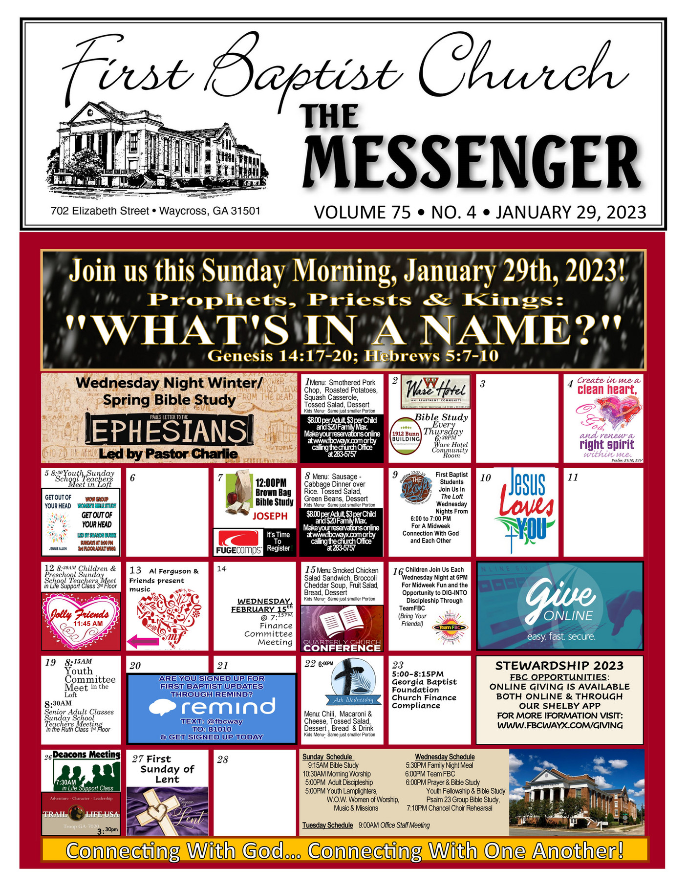 First Baptist Church Waycross, GA - The Messenger, Sunday, January 29th ...