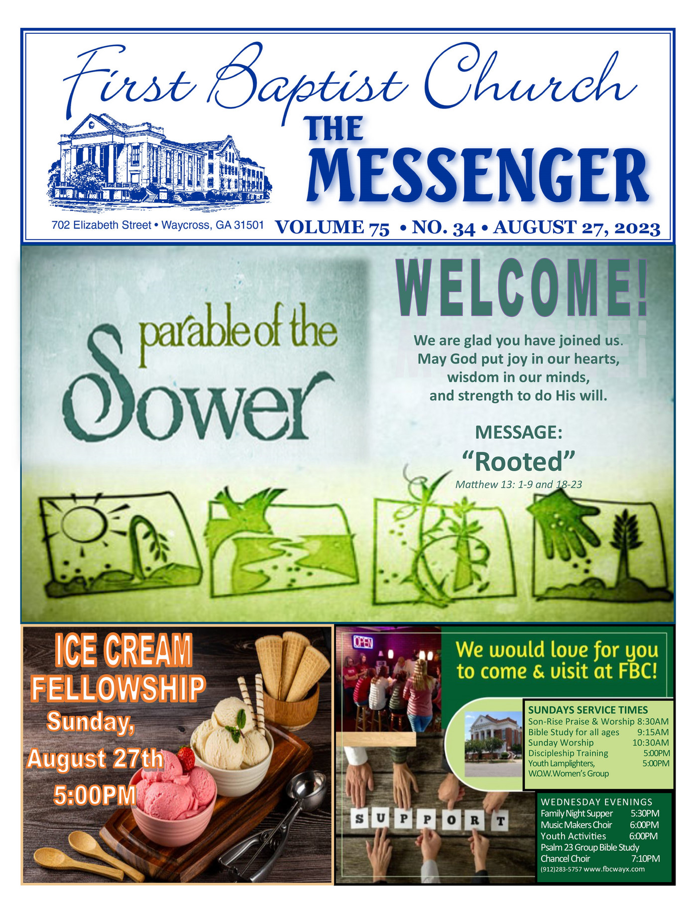 August Church Program First Baptist Church Waycross, GA - The Messenger, Sunday, August 27th ...