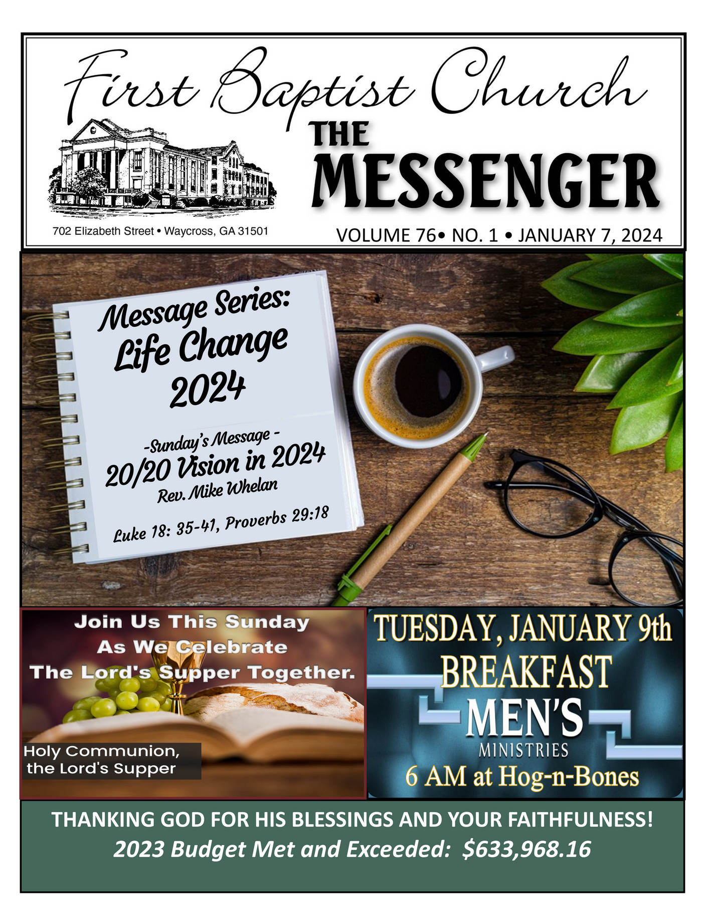 First Baptist Church Waycross, GA - The Messenger, Sunday, January 7th ...