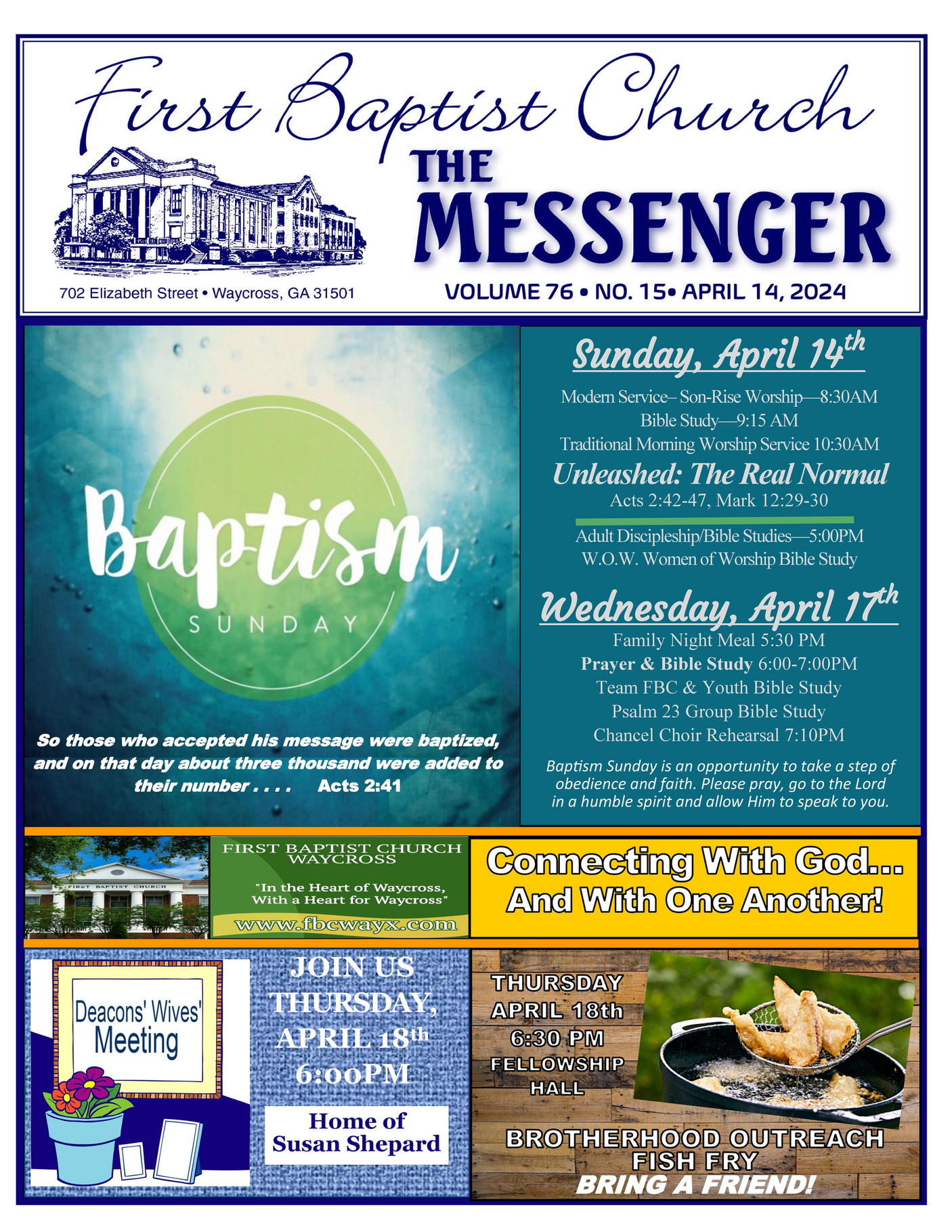 First Baptist Church Waycross, GA - The Messenger, Sunday, April 14th ...