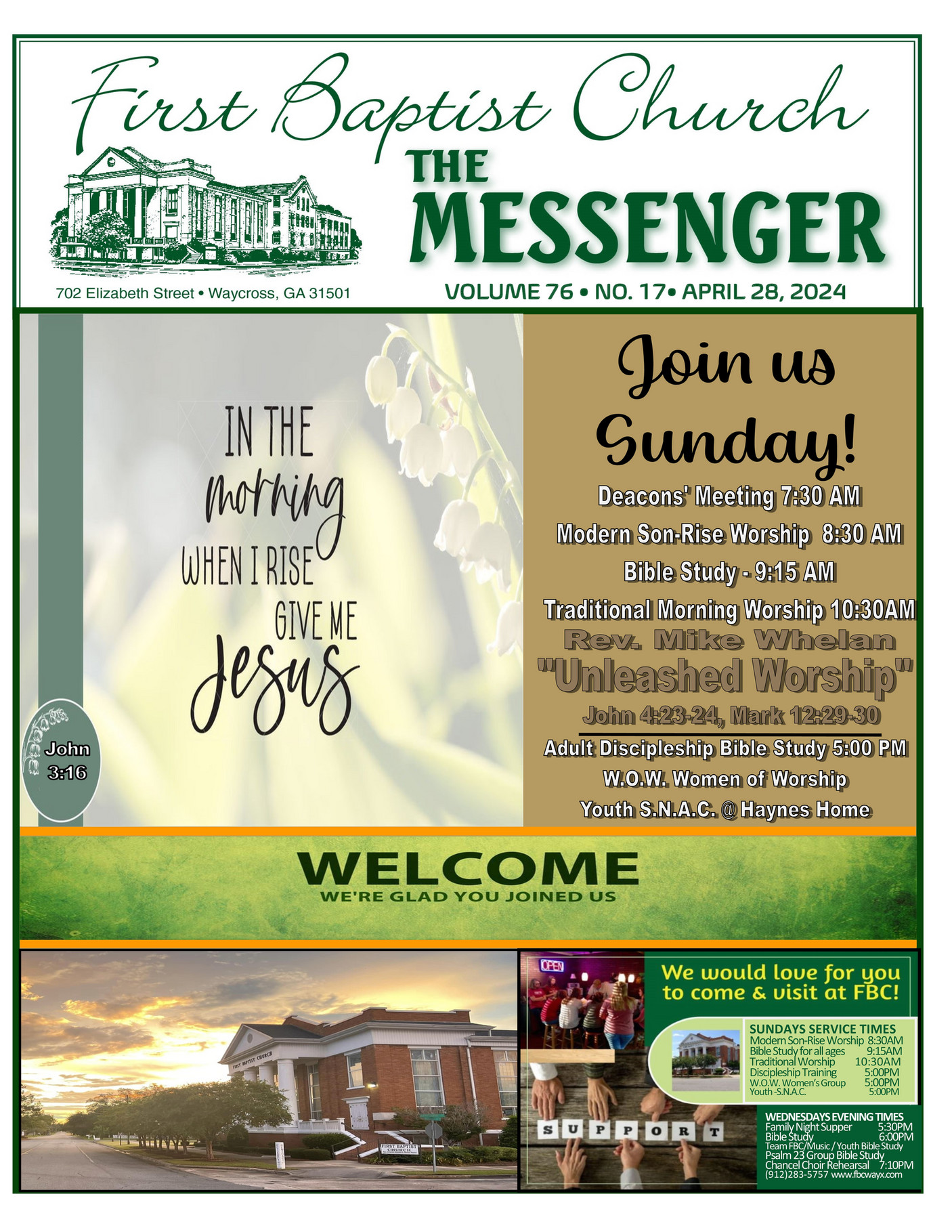 First Baptist Church Waycross, GA The Messenger, Sunday, April 28th