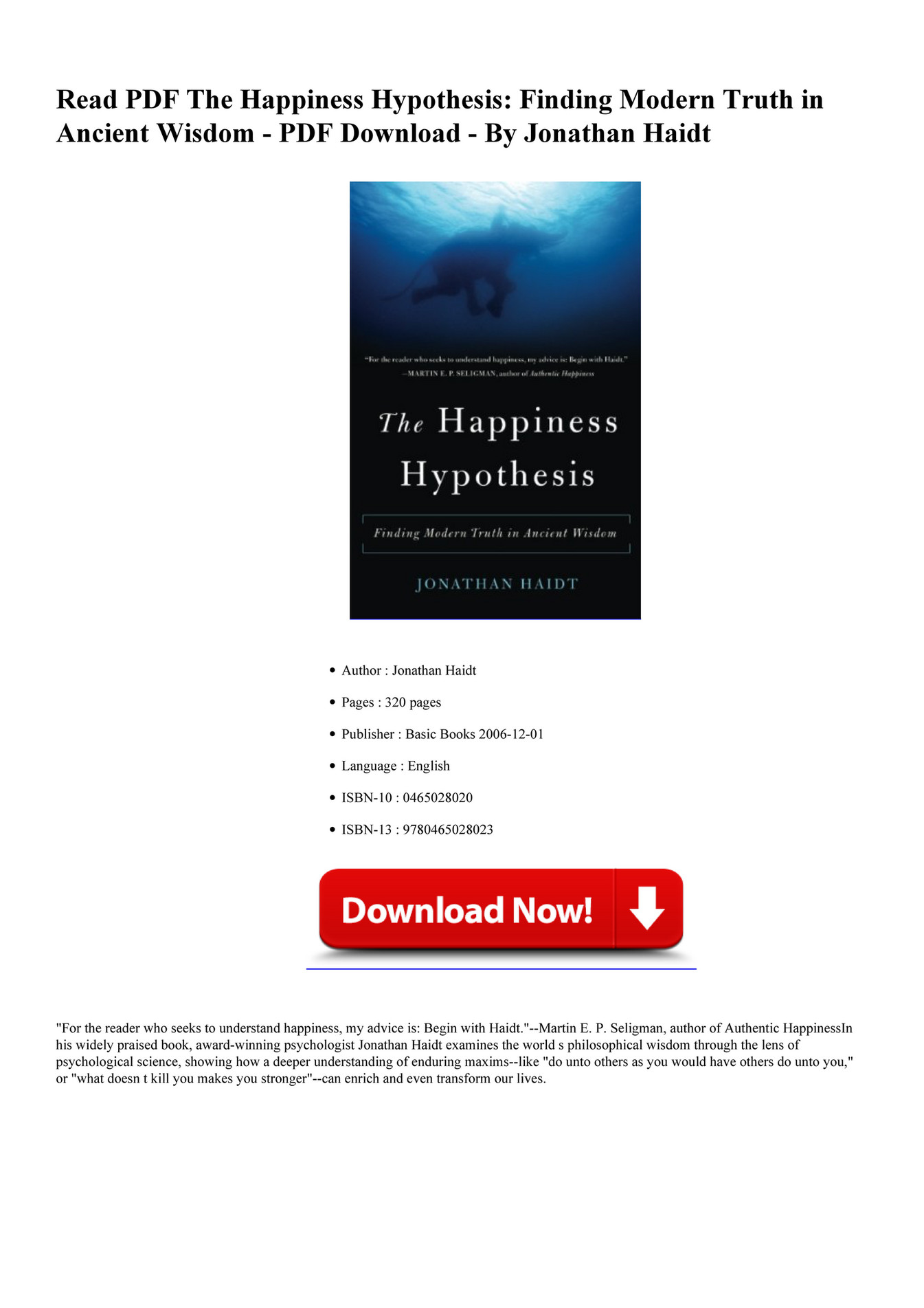 happiness hypothesis chapter 5 summary