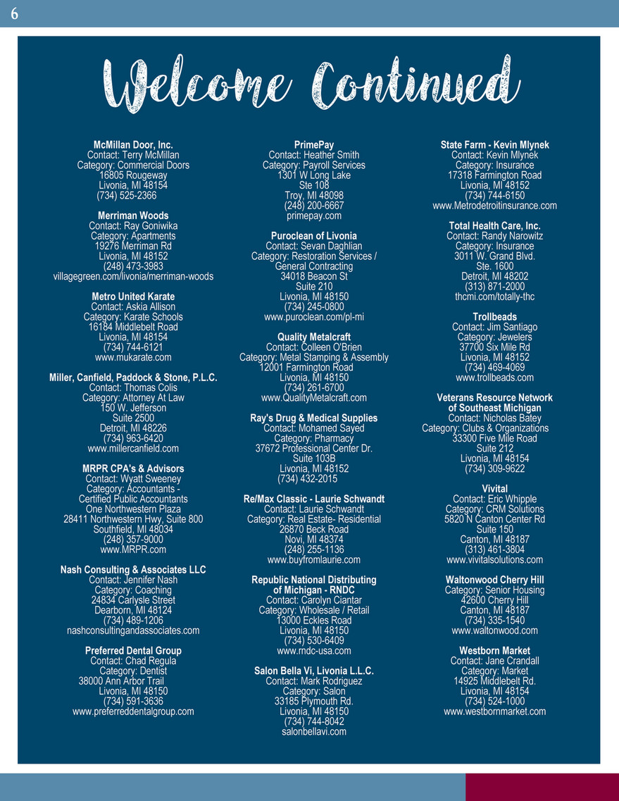 Livonia Chamber Of Commerce May June 2019 Newsletter Color