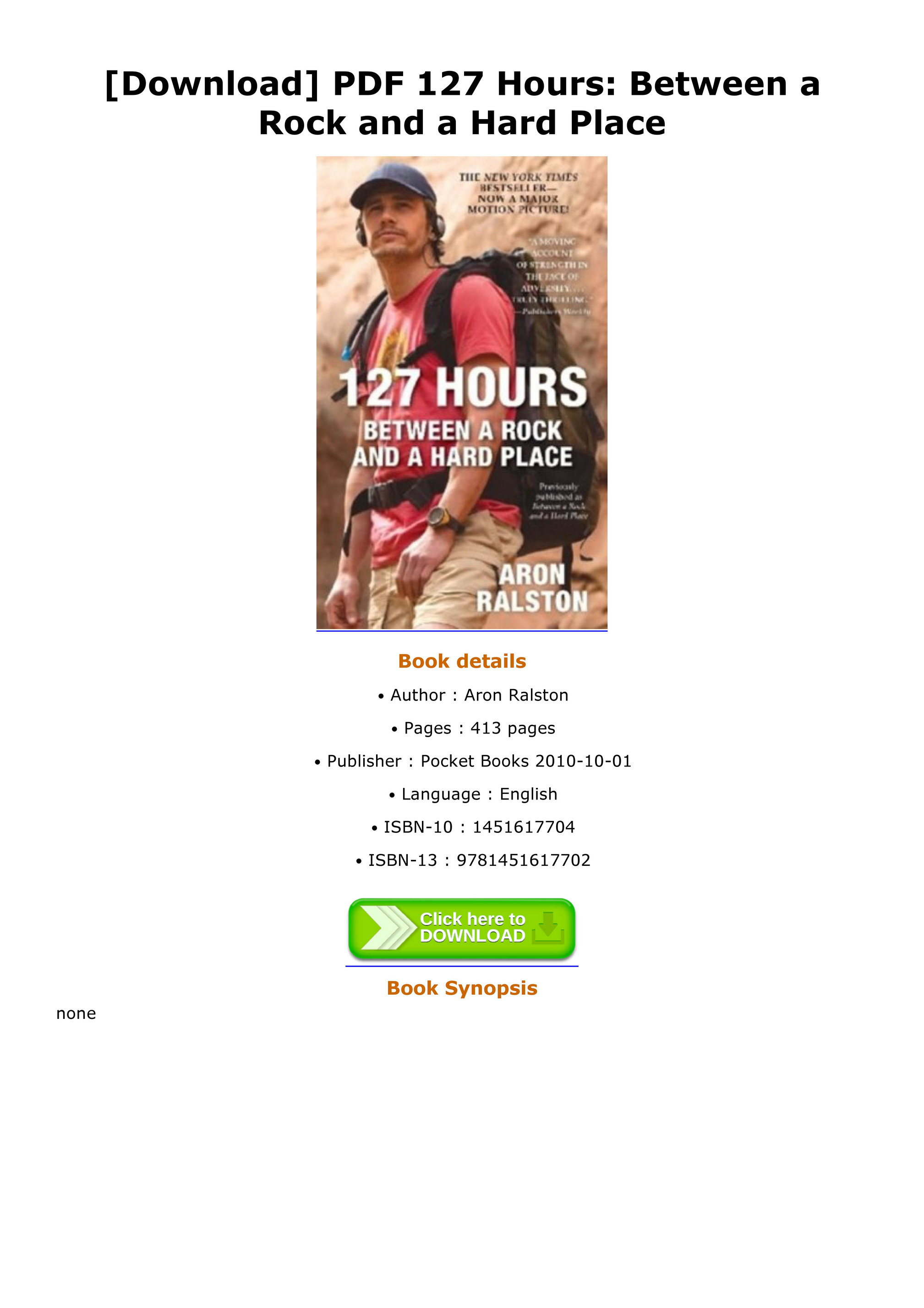 Between a rock and a hard place aron ralston pdf files btc crypto wallet