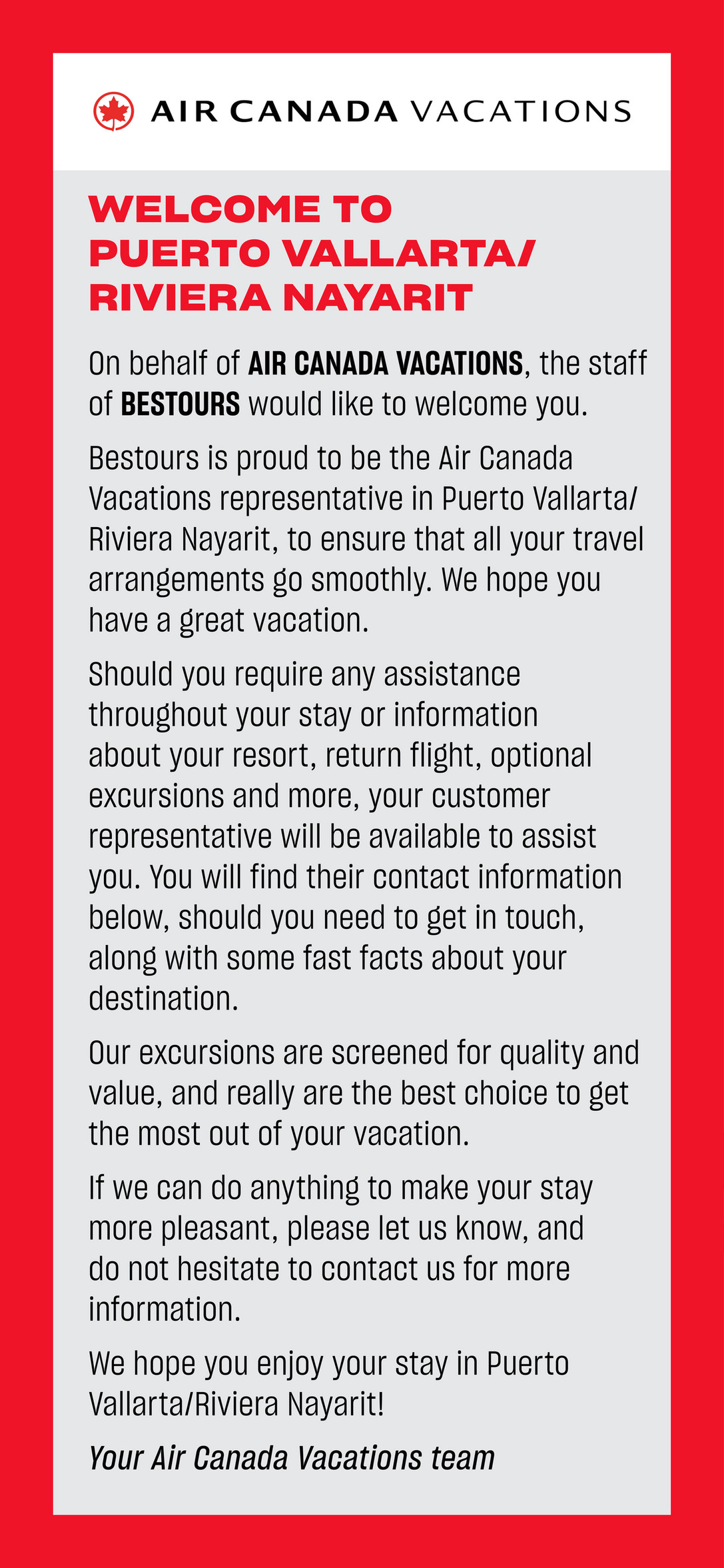 Air Canada Vacations Puerto Vallarta Riviera Nayarit Welcome Air canada vacations puerto vallarta riviera nayarit welcome