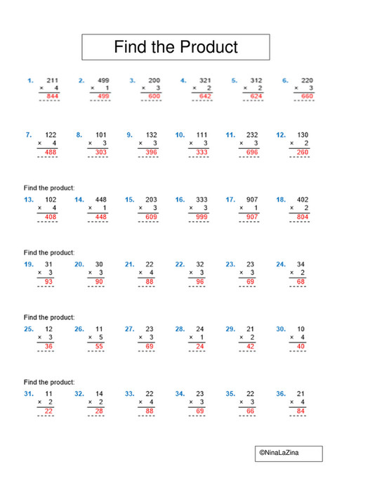 Ninalazina short multiplication worksheets year 6 UPLOAD PR V2 Page 2 Created With 