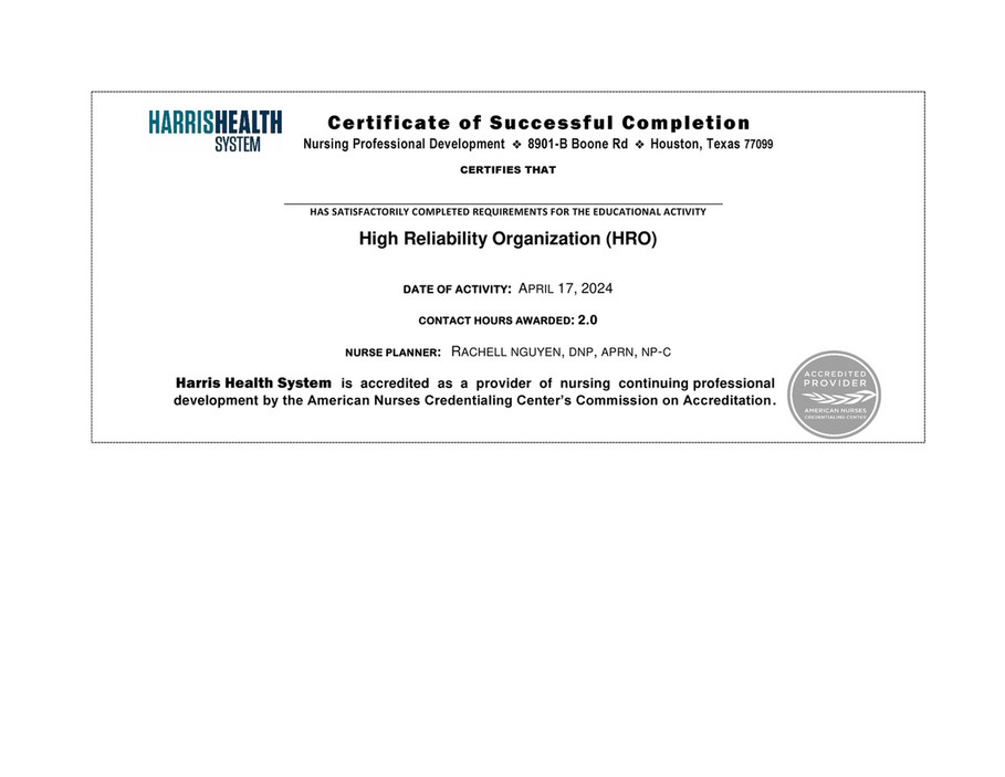 Harris Health System - CNE certificate -HRO 04.17.2024 - Page 1 ...