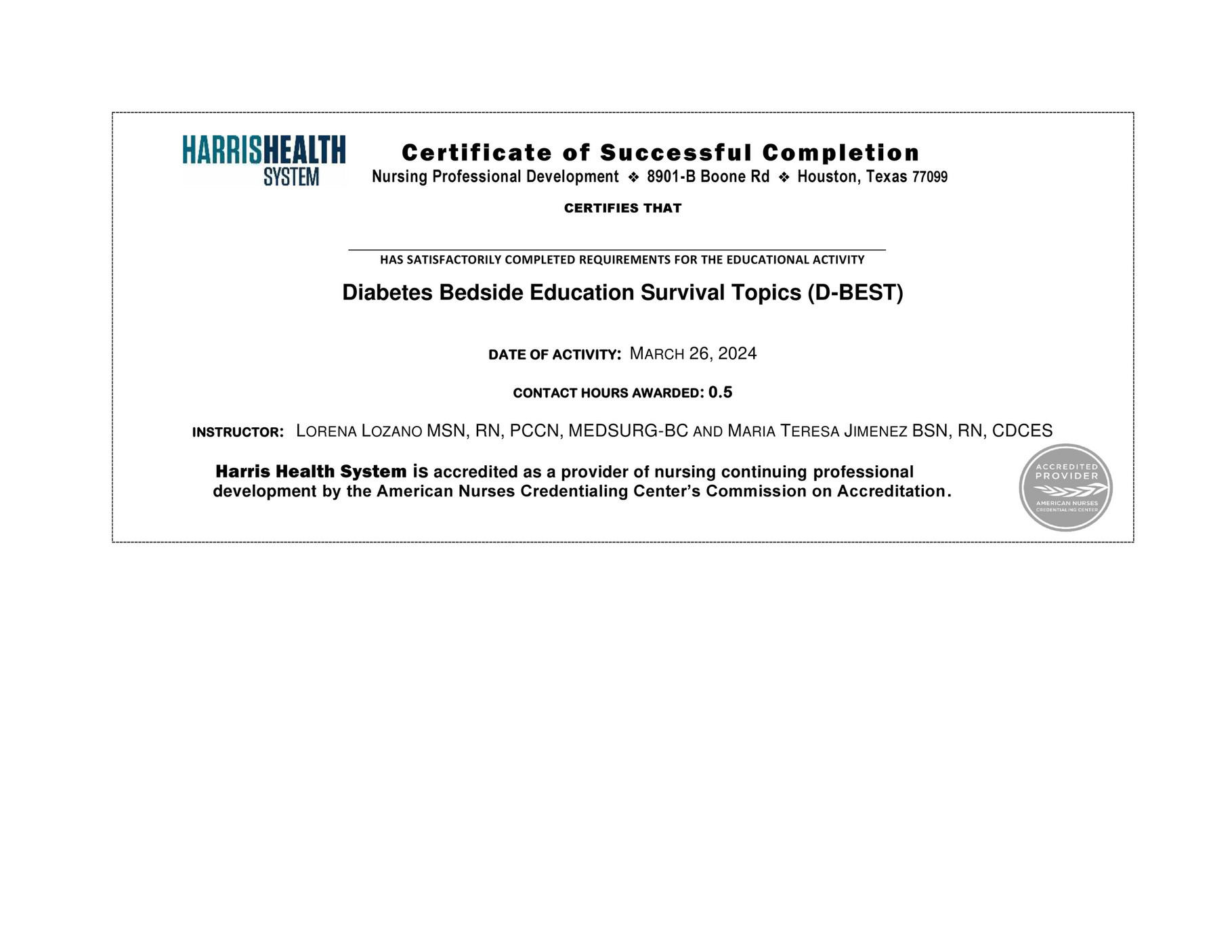 Harris Health System DBEST CNE_03.26.2024 Page 1 Created with
