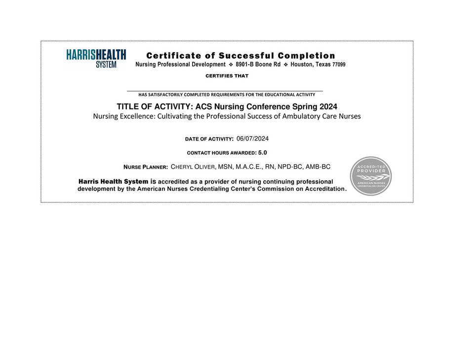 Harris Health System - Spring 2024 Nurse Conference Certificate.docx ...