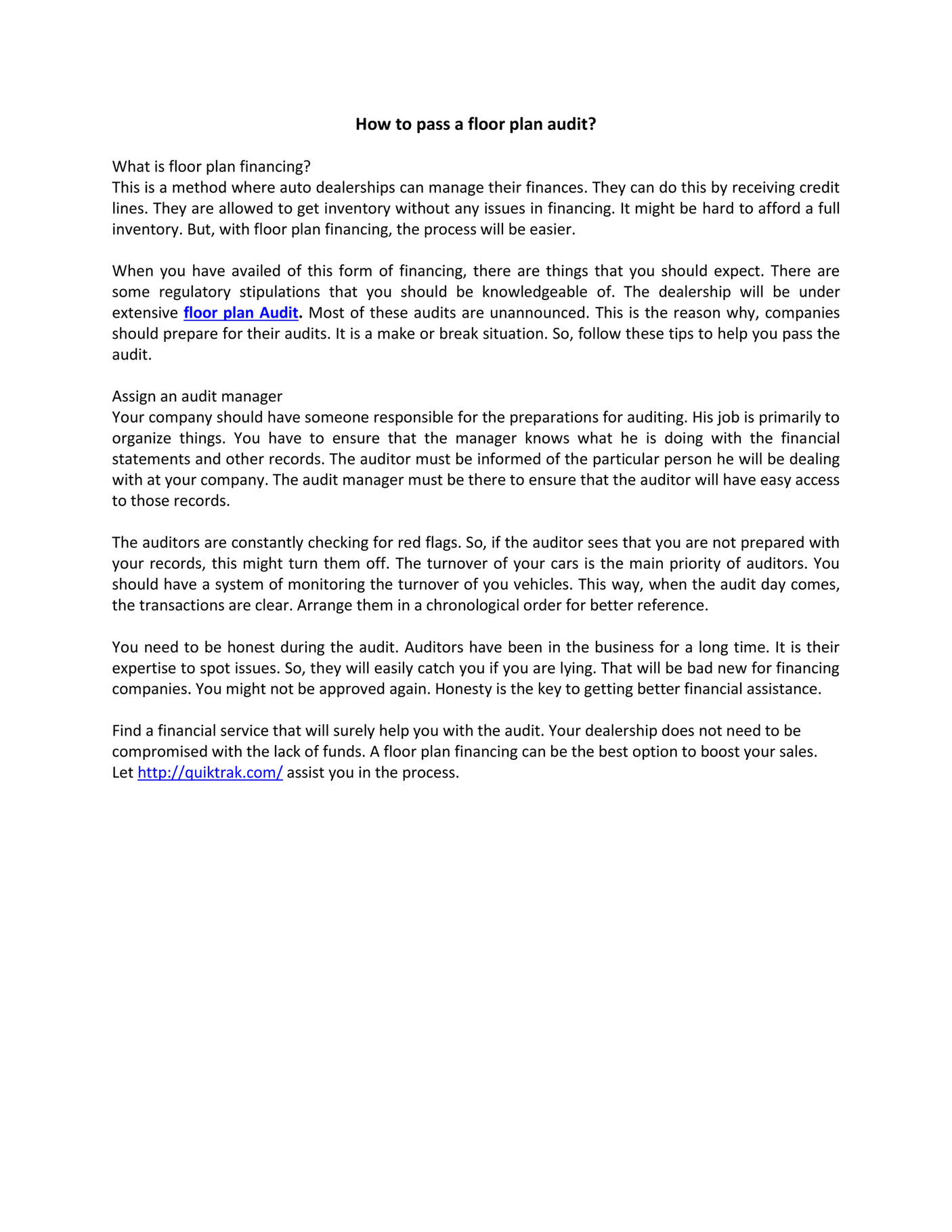 Quiktrak Inc Floor Plan Audit Page 1 Created With Publitas Com