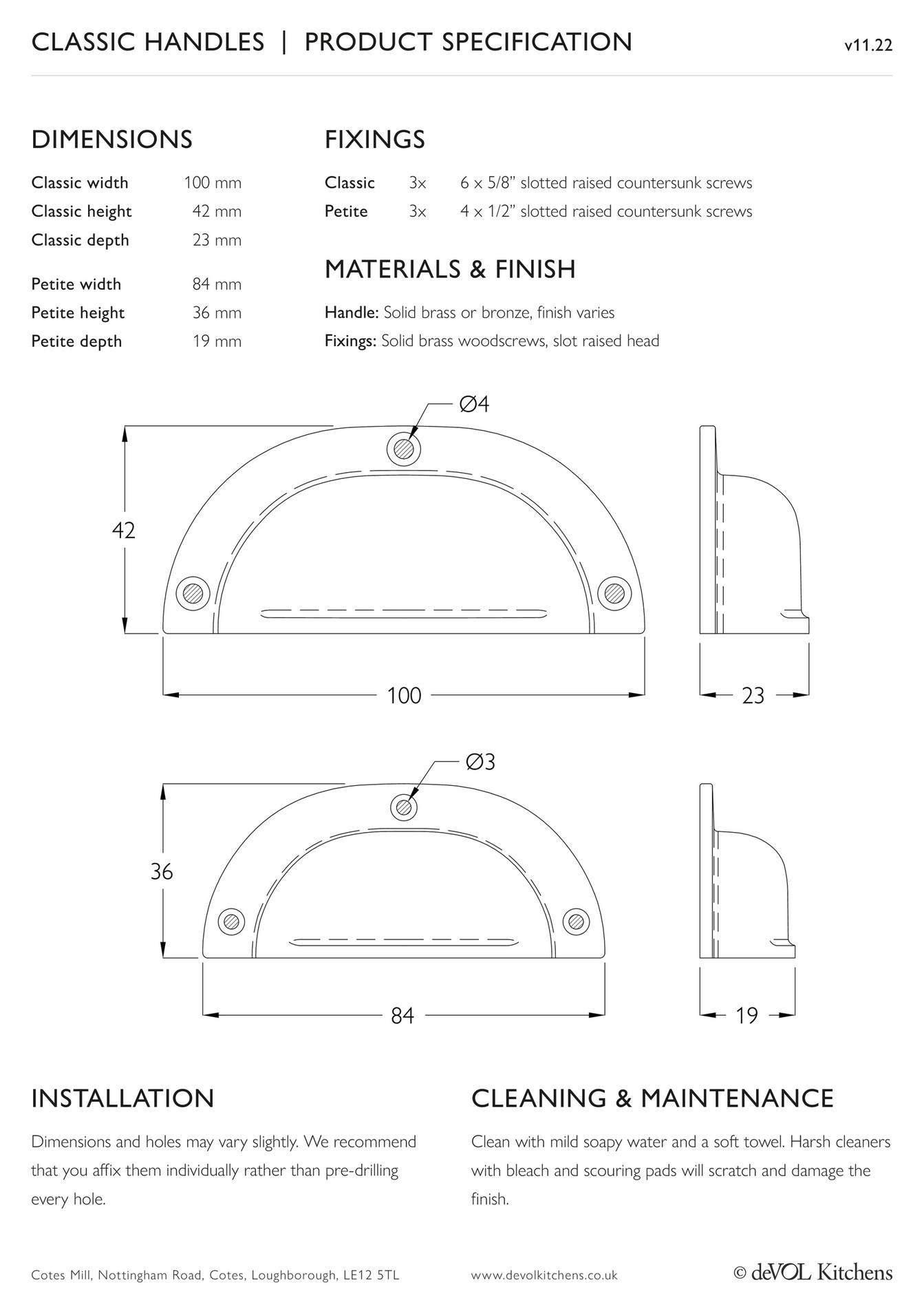 DeVOL Kitchens Classic Handles Product Specification Page 1   5db765e3 6624 4b50 A53b Db961516bf0b At1600 