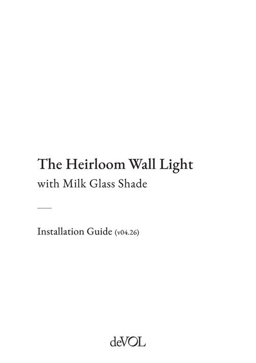deVOL Kitchens - The Heirloom Wall Light with Milk Glass Shade - Page 1