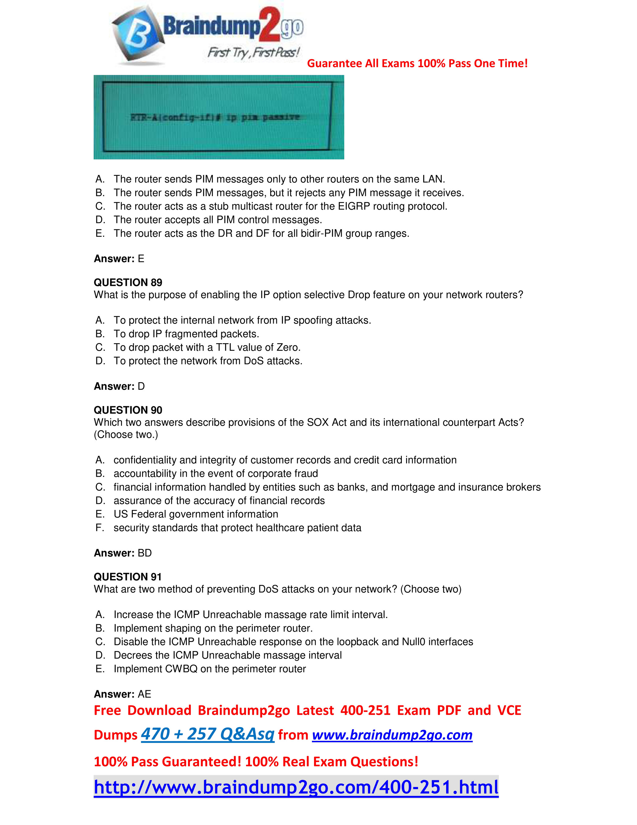 Braindump2go - [Full-Version]Braindump2go 2018 New 400-251 Dumps PDF 470 +  257Q&As Free Share(Q81-Q91) - Page 1 - Created with Publitas.com