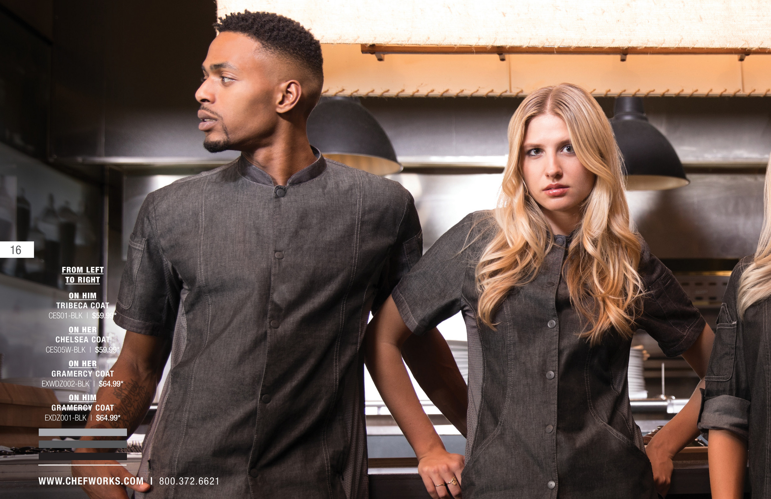 Chef Works Boulder ABCWT001 Grembiule Con Bretelle - Effetto Cerato, Cotone, Con Passante Per Asciugamano