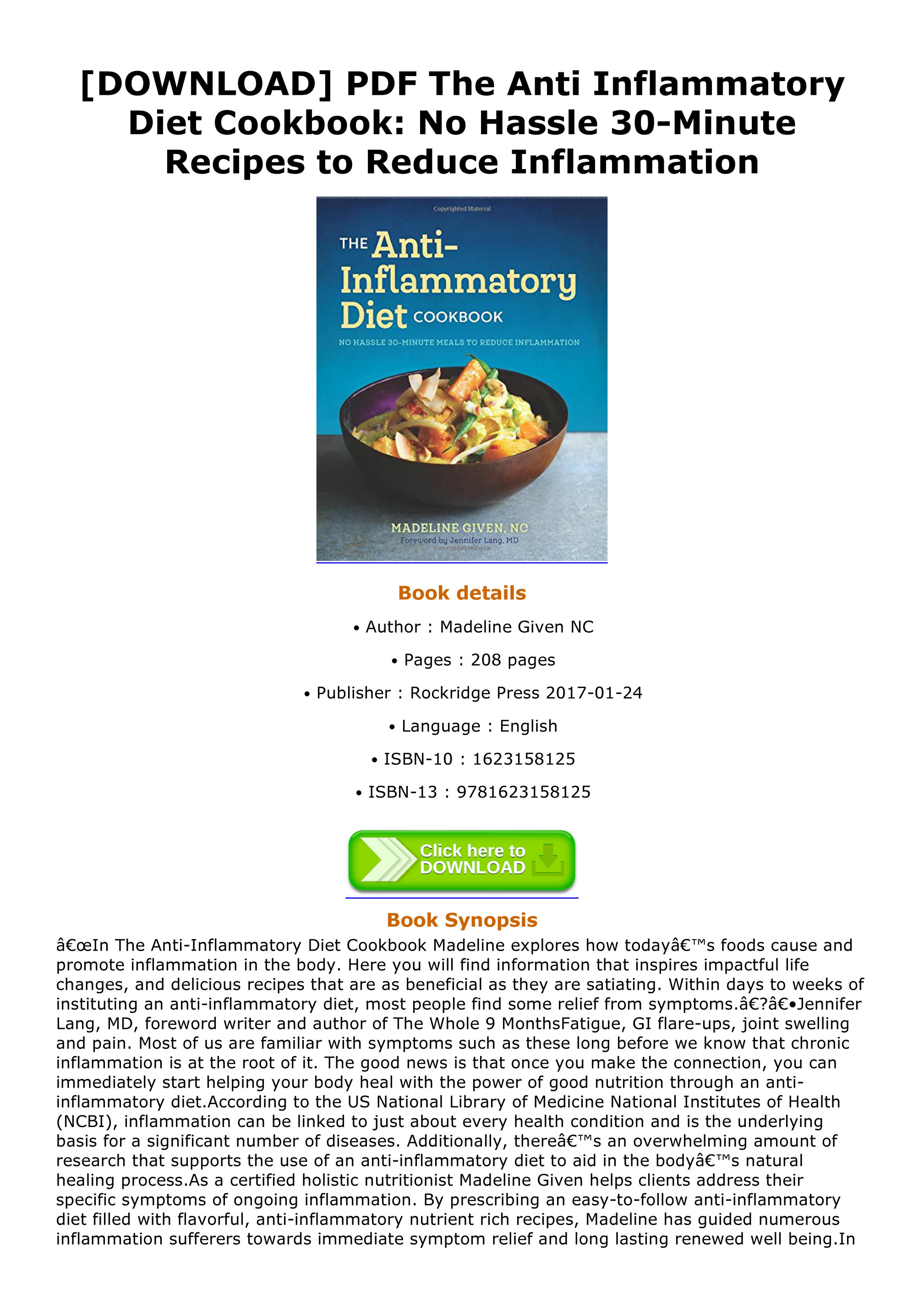 anti-inflammation diet for dummies pdf