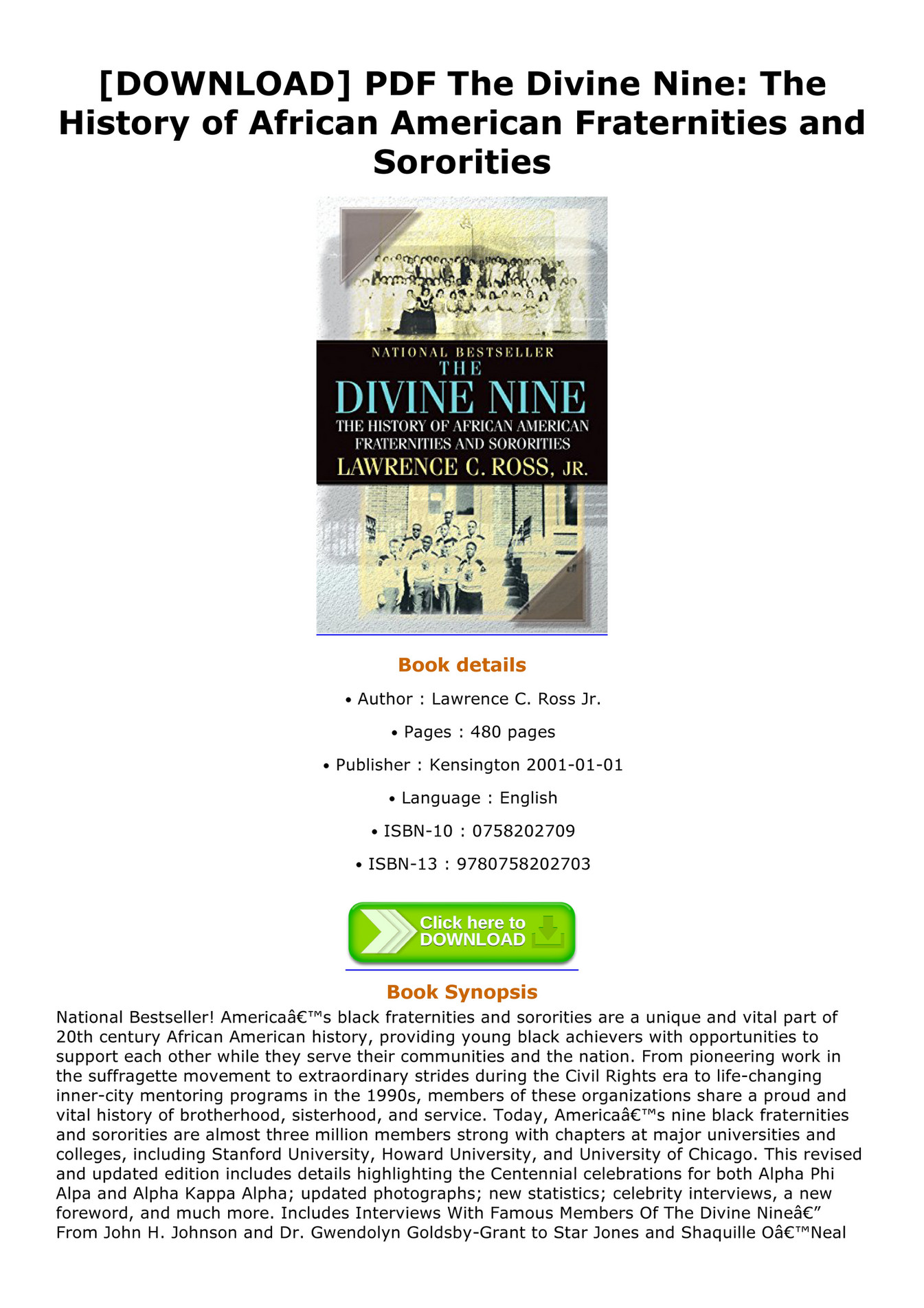 Whittle - DOWNLOAD PDF The Divine Nine The History Of African American ...