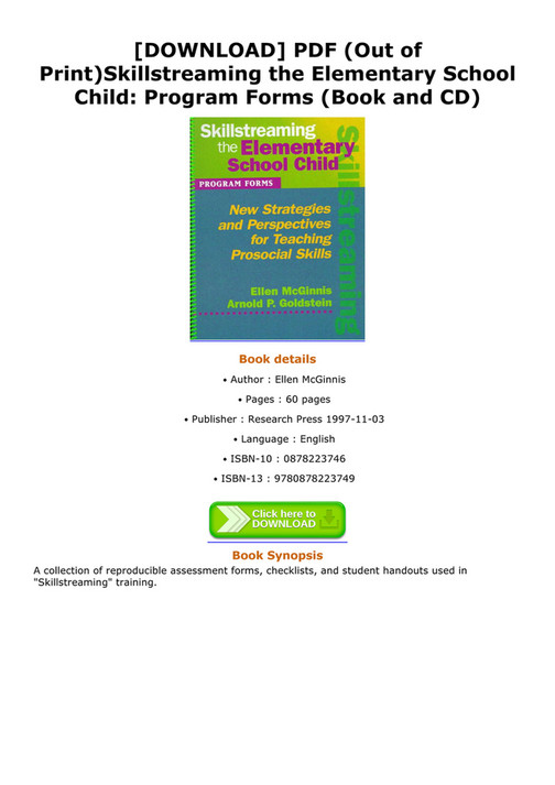 Skillstreaming Checklist.pdf Becker - DOWNLOAD PDF Out of Print Skillstreaming the Elementary School ...