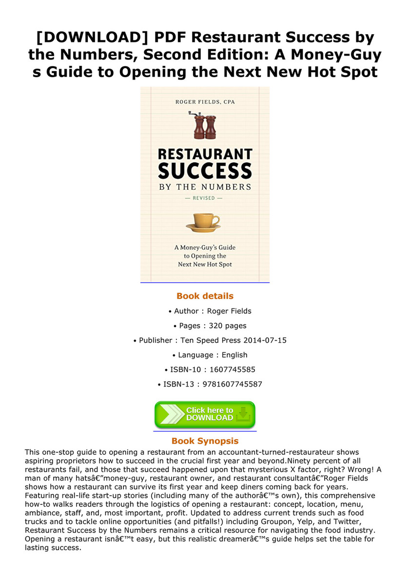 Viva Download Pdf Restaurant Success By The Numbers Second Edition - download pdf restaurant success by the numbers second edition a money