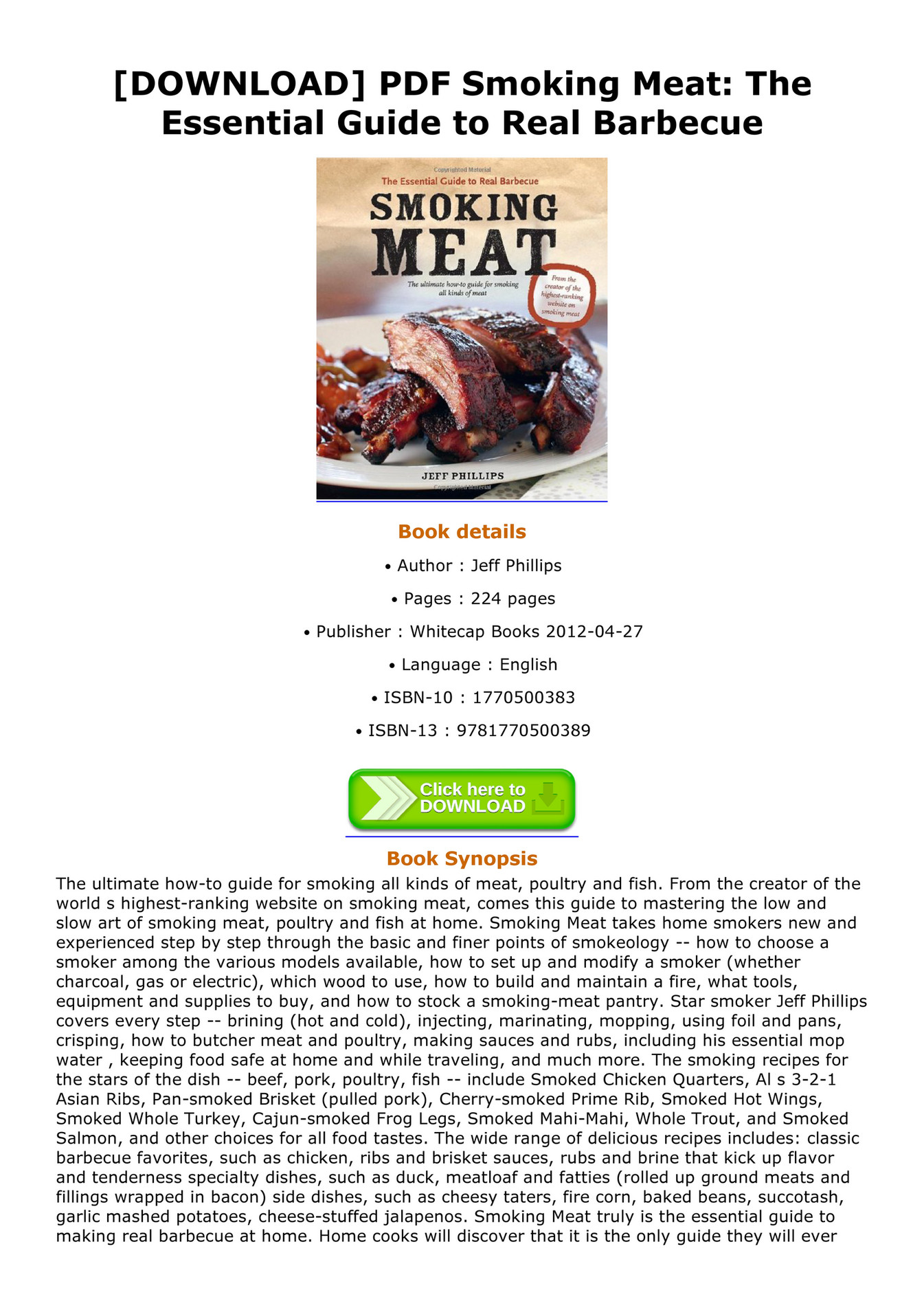 Viva DOWNLOAD PDF Smoking Meat The Essential Guide to Real Barbecue