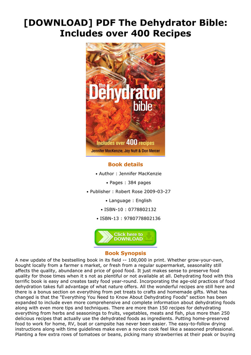 transmission Net prøve Fernando - DOWNLOAD PDF The Dehydrator Bible Includes over 400 Recipes -  Page 1 - Created with Publitas.com