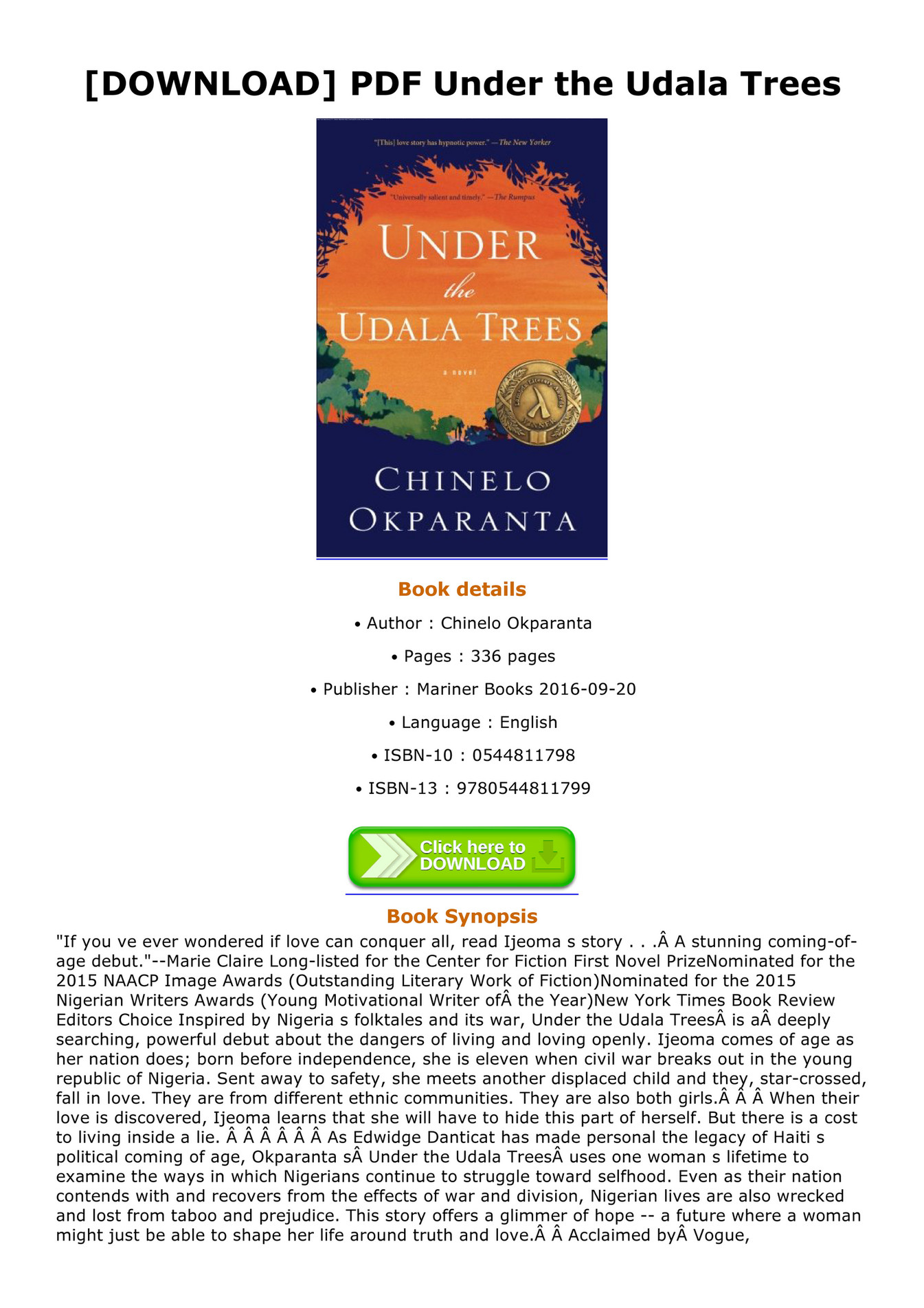 Jacqulyn DOWNLOAD PDF Under the Udala Trees Page 1 Created with