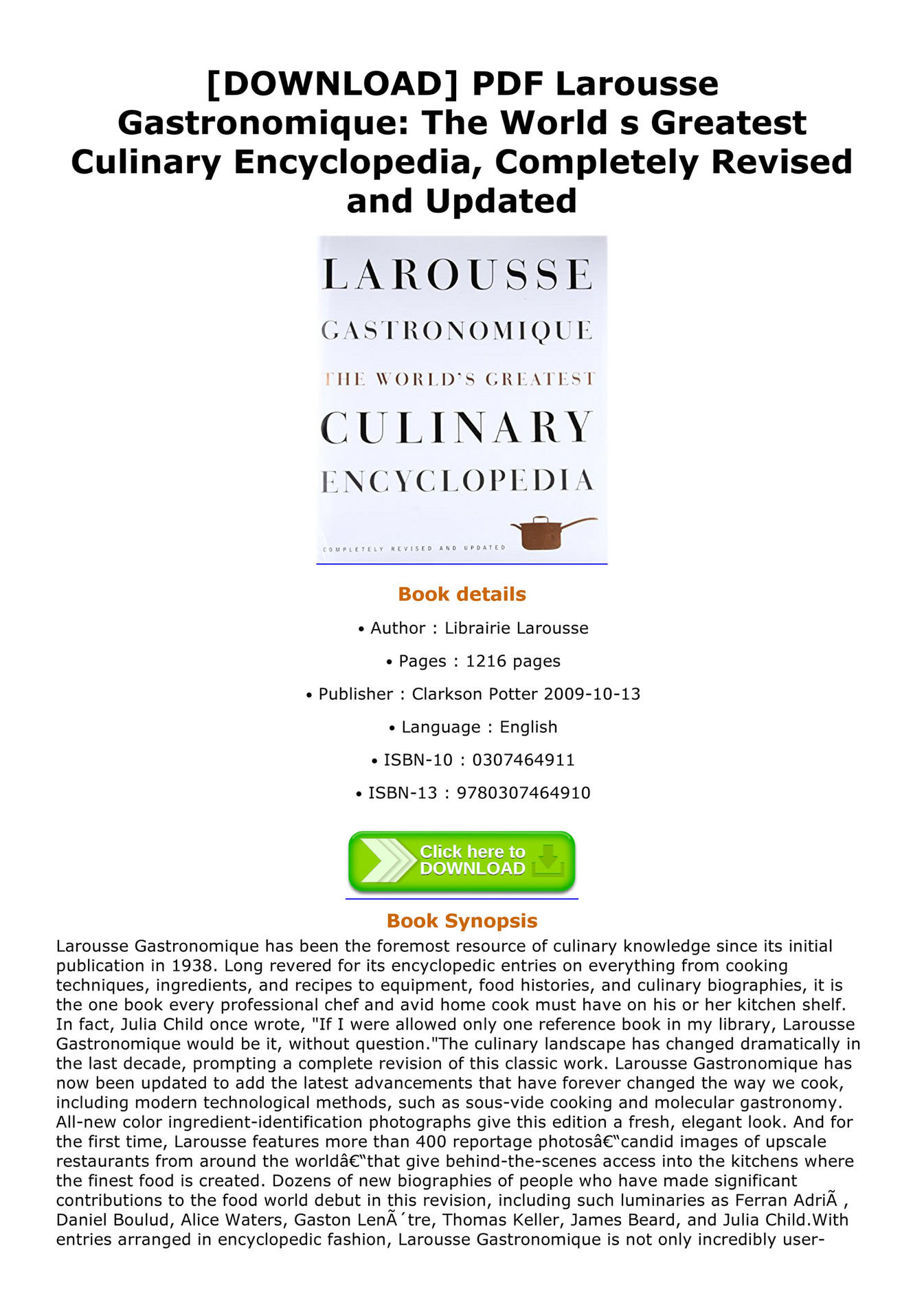 larousse gastronomique pdf free download