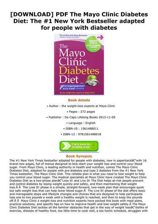 Florine DOWNLOAD PDF The Mayo Clinic Diabetes Diet The 1 New York