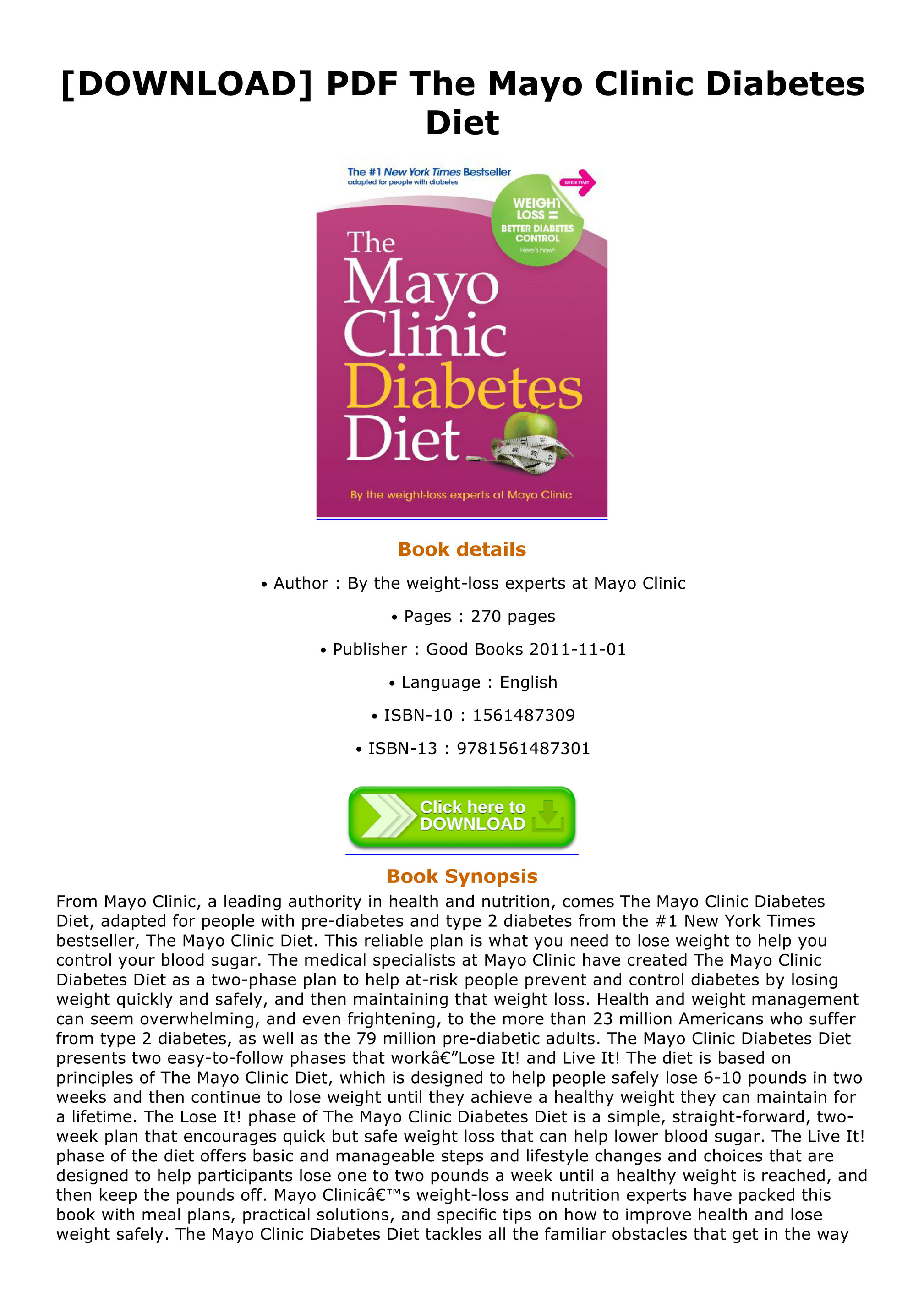 Printable Mayo Clinic Diet Pdf - Customize and Print