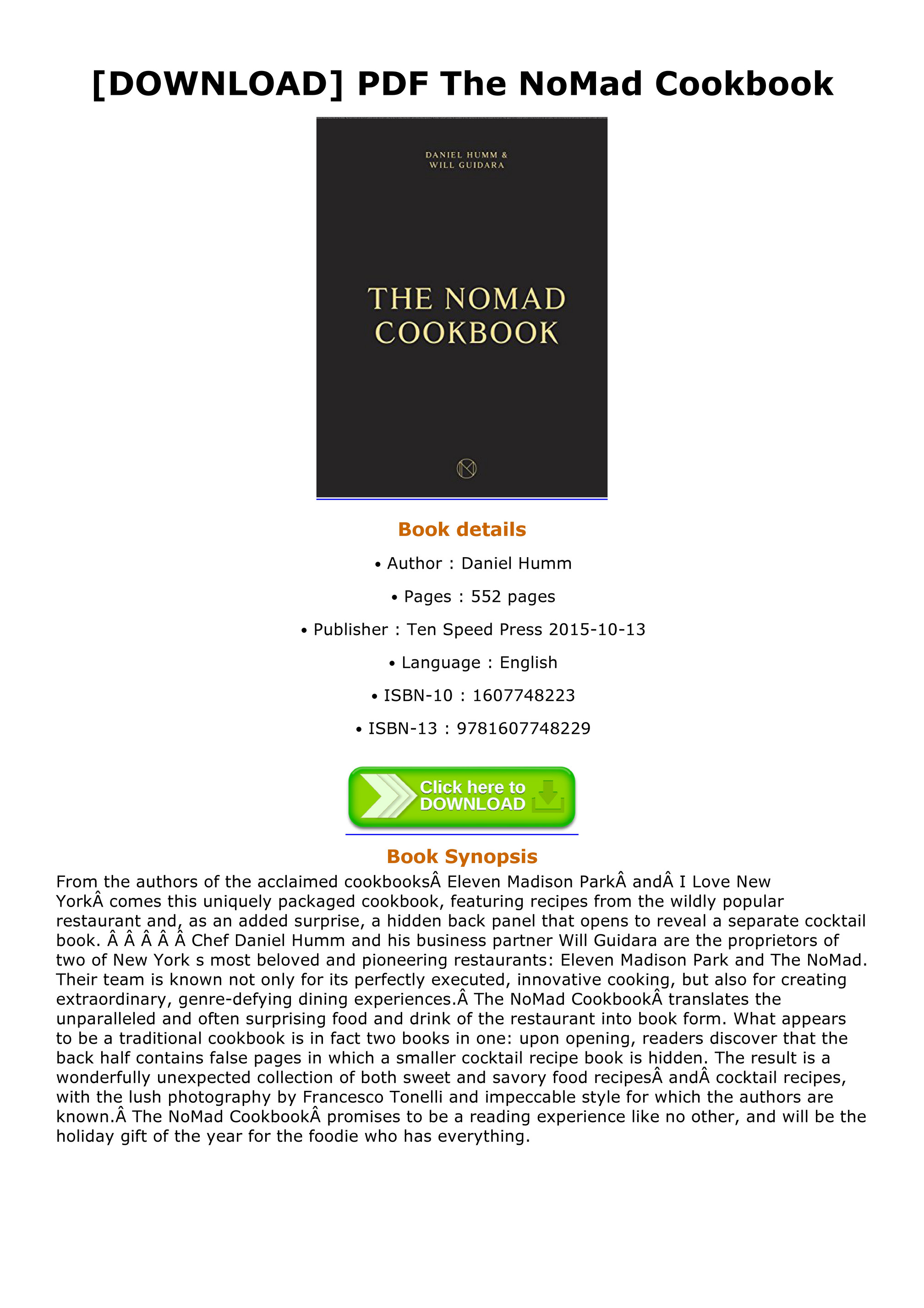 aBOOK - DOWNLOAD PDF The NoMad Cookbook - Page 1 - Created