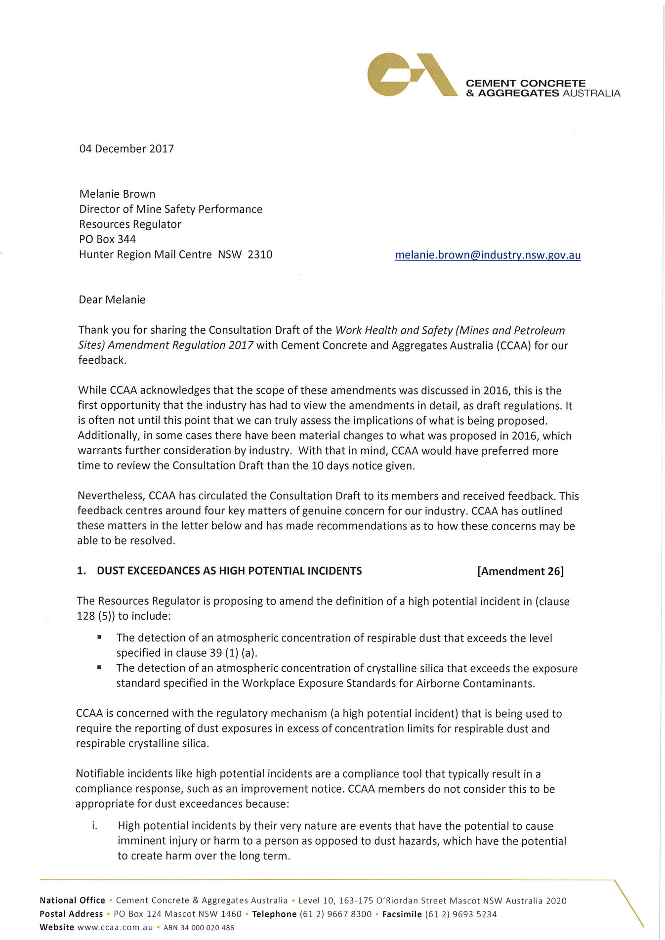 CCAA NSW Work Health And Safety Mines And Petroleum Sites 