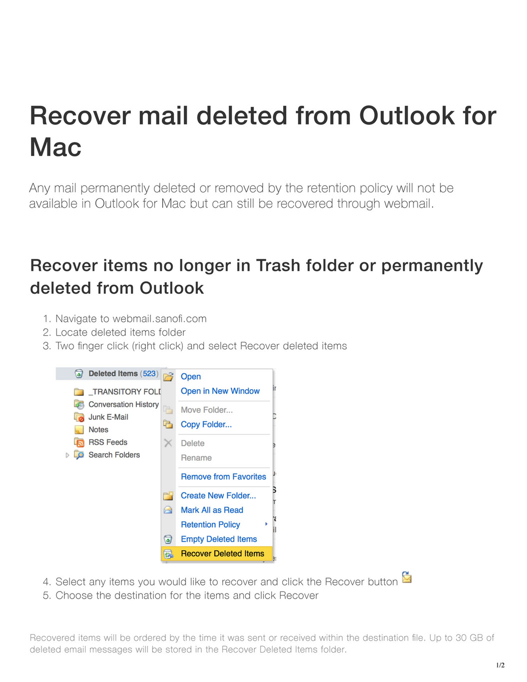 recover deleted mail in outlook for mac
