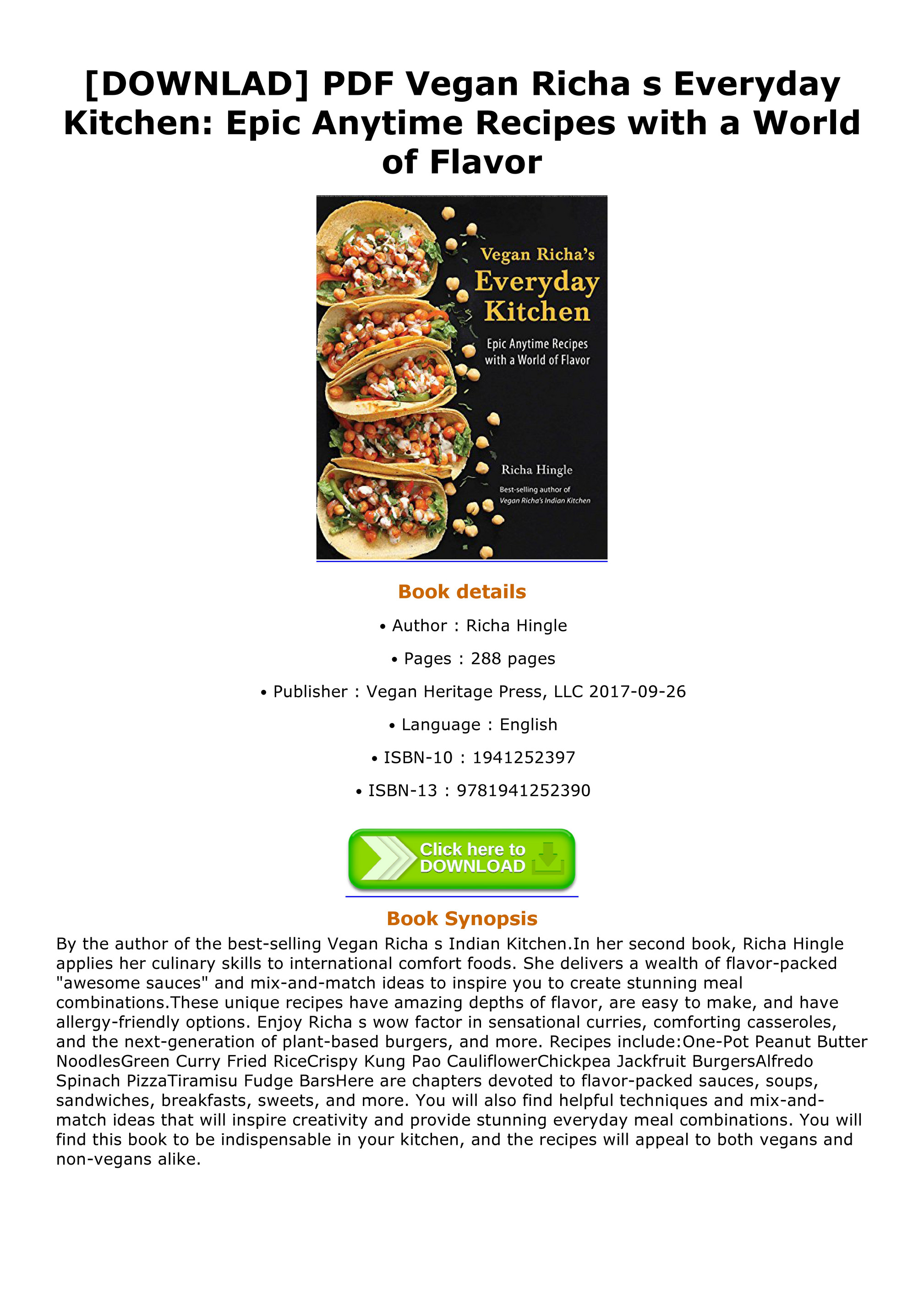 Leopoldo Downlad Pdf Vegan Richa S Everyday Kitchen Epic Anytime Recipes With A World Of Flavor Page 1 Created With Publitas Com