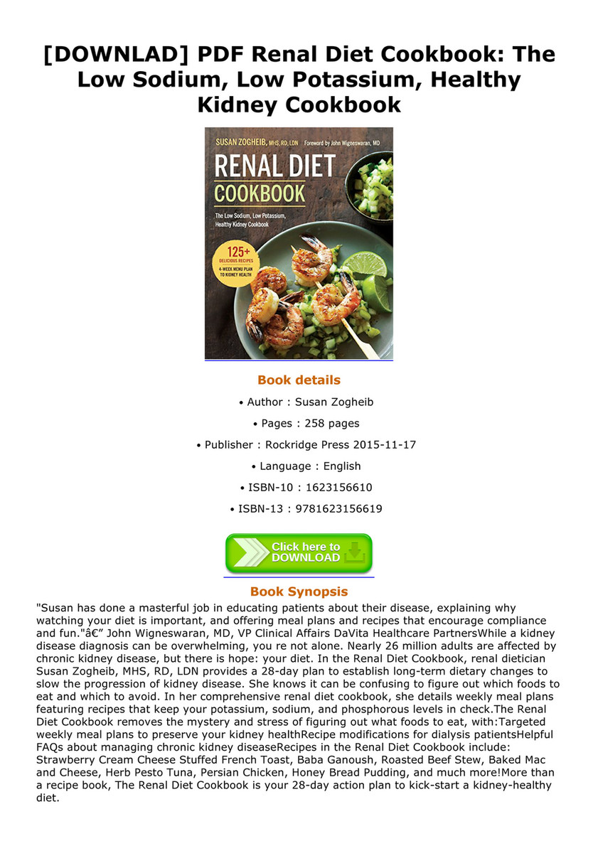 Bryan Downlad Pdf Renal Diet Cookbook The Low Sodium Low Potassium Healthy Kidney Cookbook Page 1 Created With Publitas Com