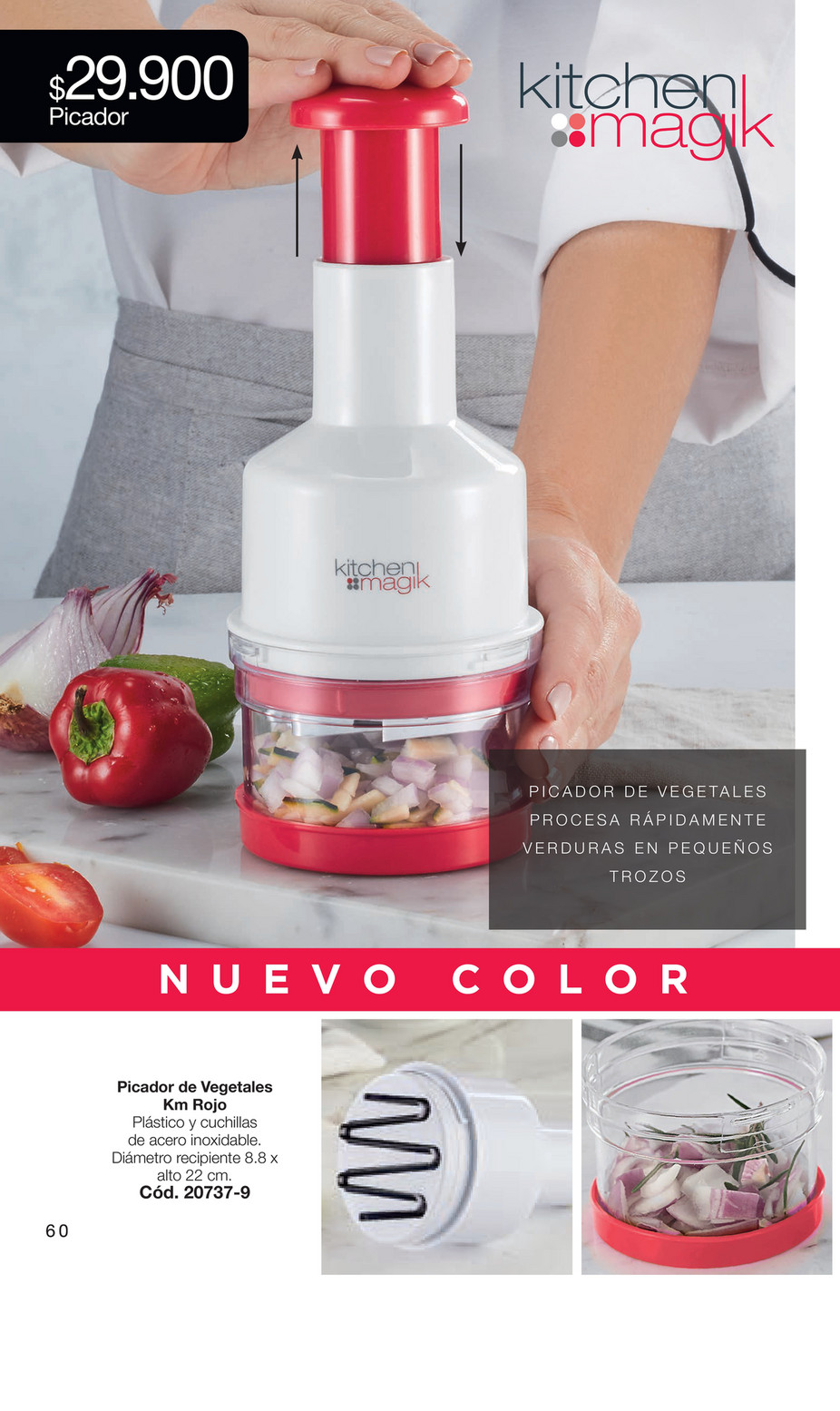 Picador de vegetales kitchen magik rojo oferta en Avon