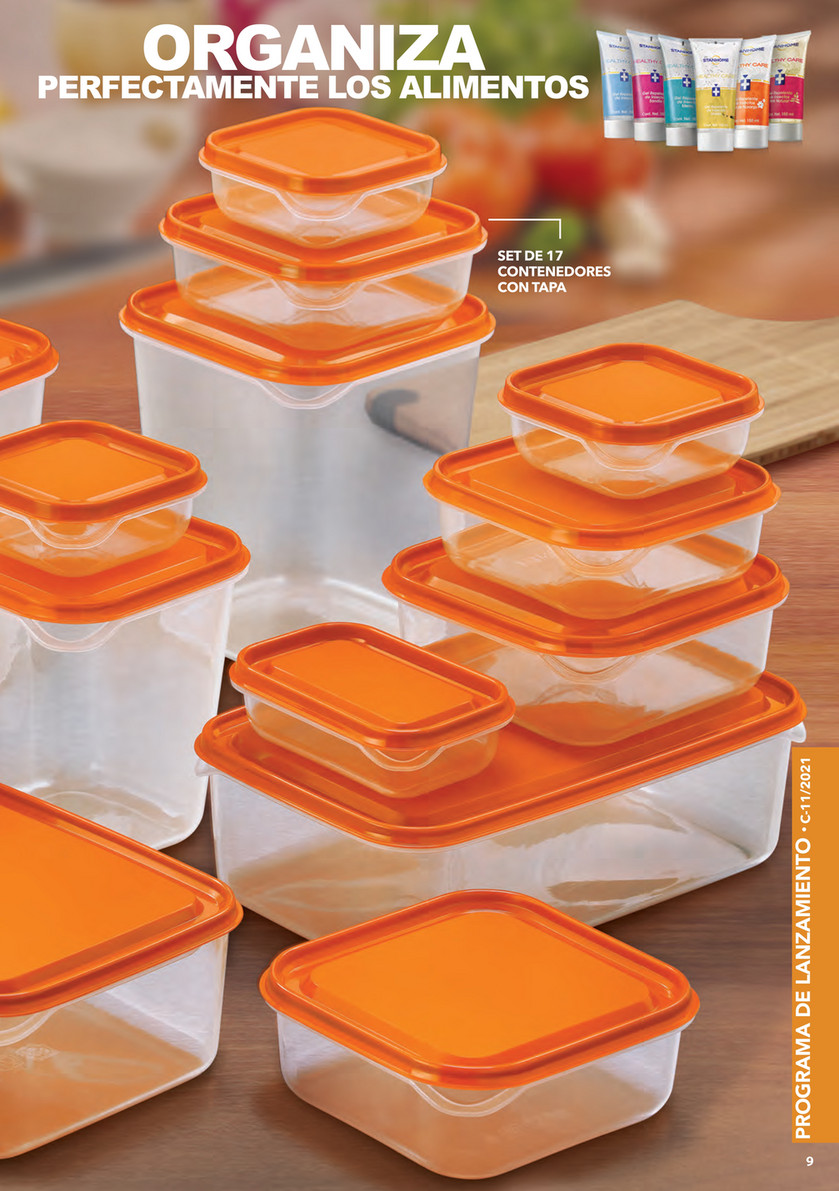 Set contenedores plásticos 8x naranjo Mademsa - Mademsa