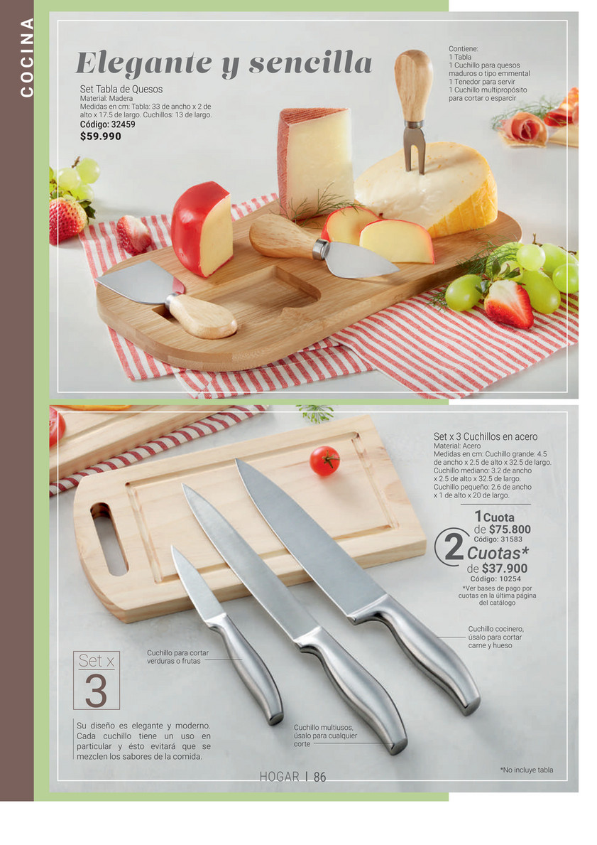 Set cuchillos para fruta, quesos y verduras