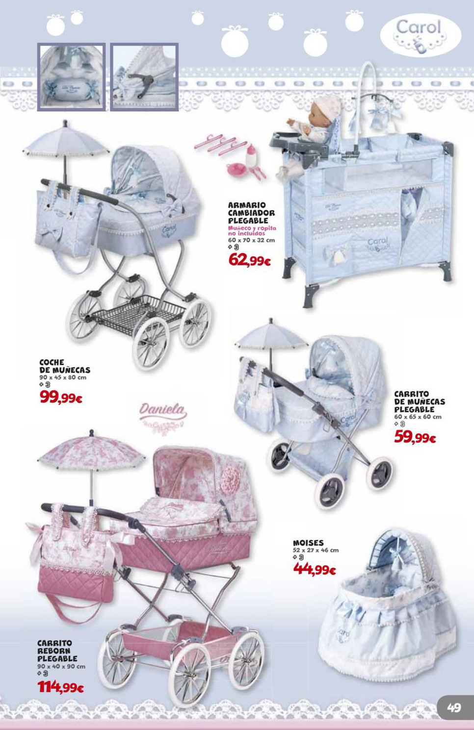 carrito muñecas 70 cm