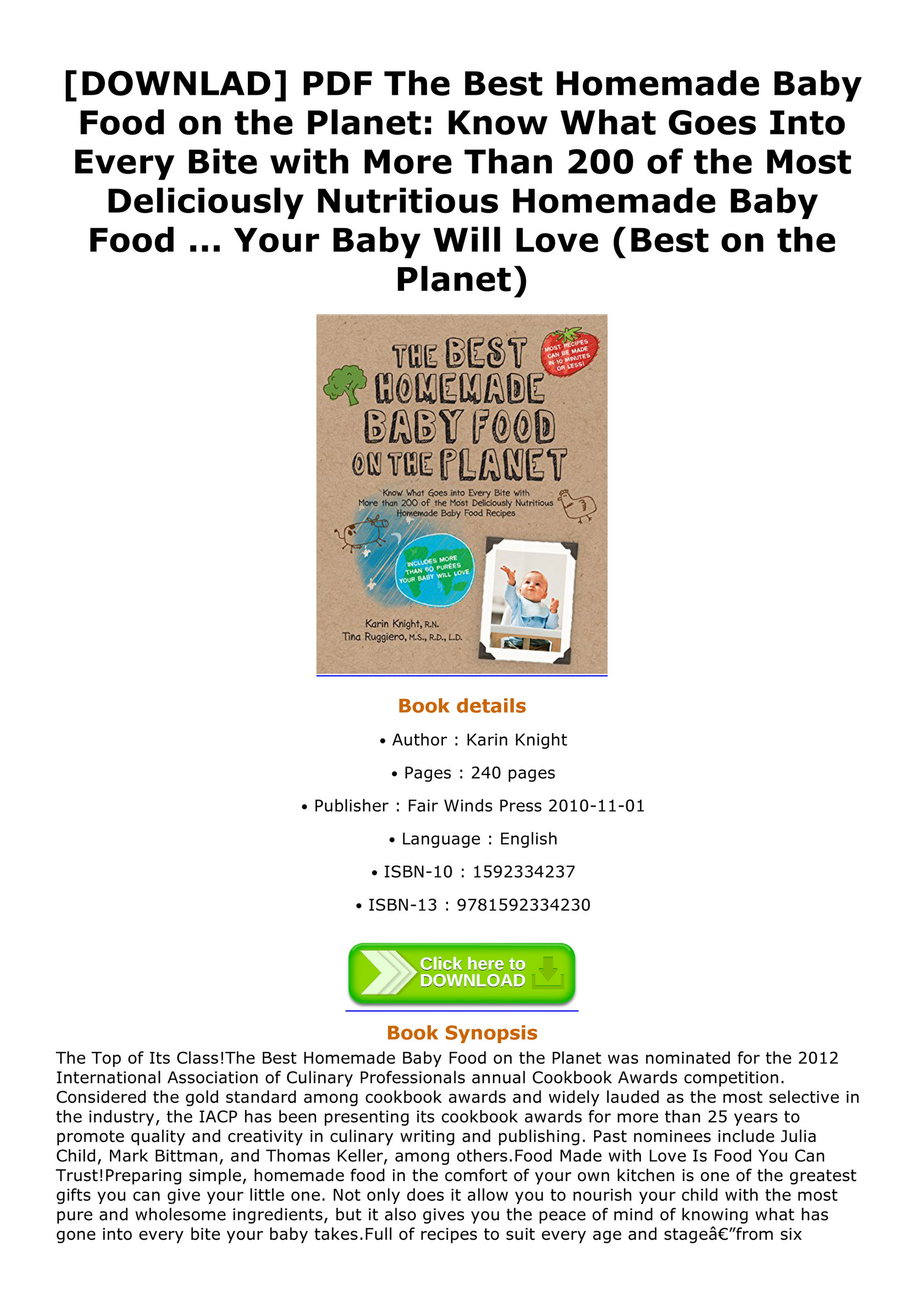 the best homemade baby food on the planet