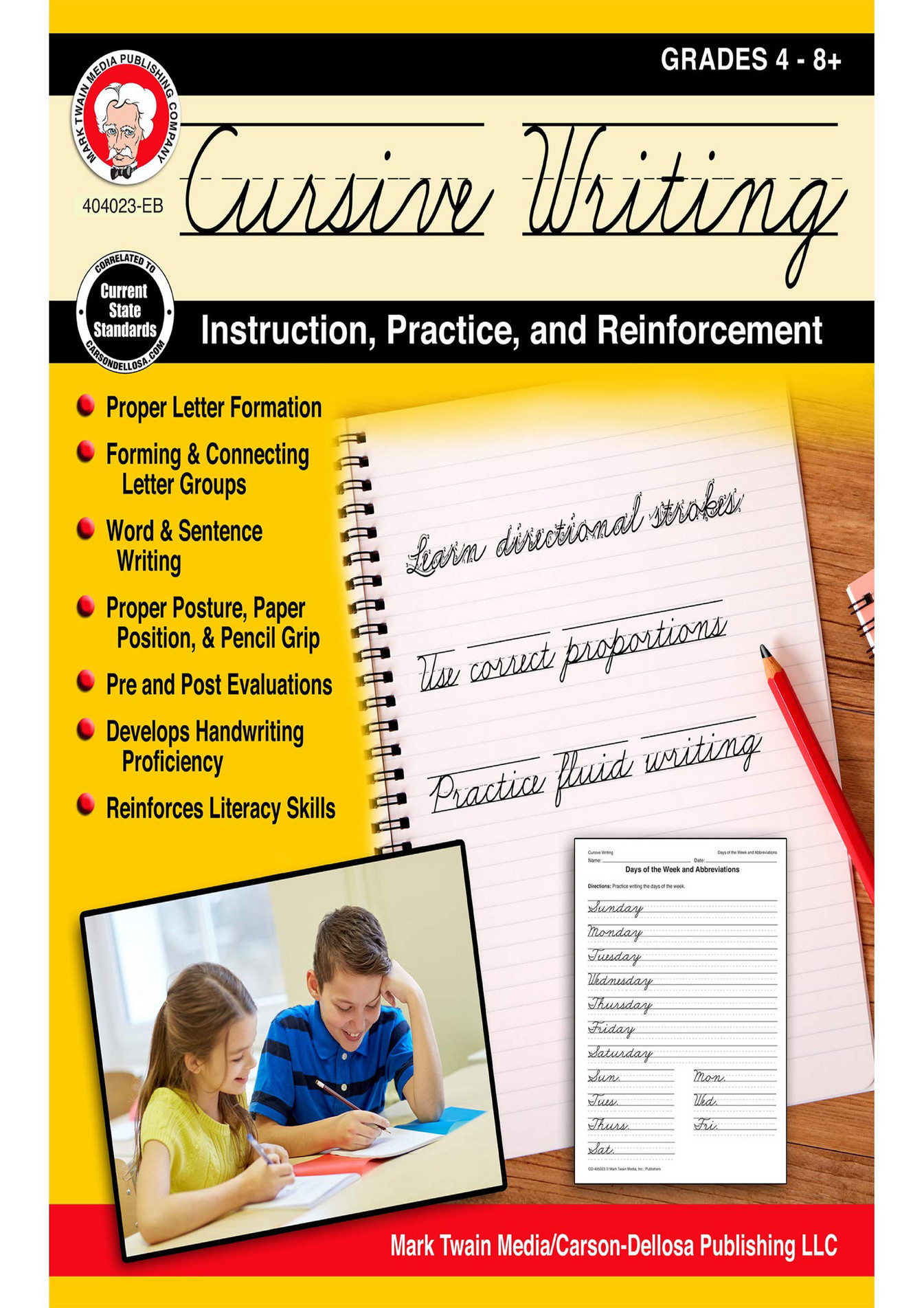 Jenkins BOOK - Mark Twain Cursive Writing Book―Grades 4 9 Handwriting ...