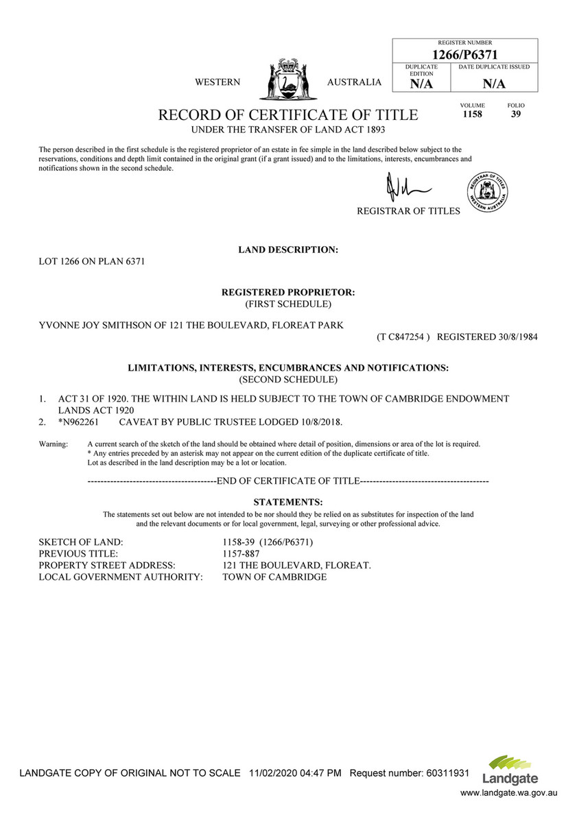 Abel Property Certificate Of Title With Sketch 1158 39 Certificate Of Title 1158 39 Page 1 Created With Publitas Com