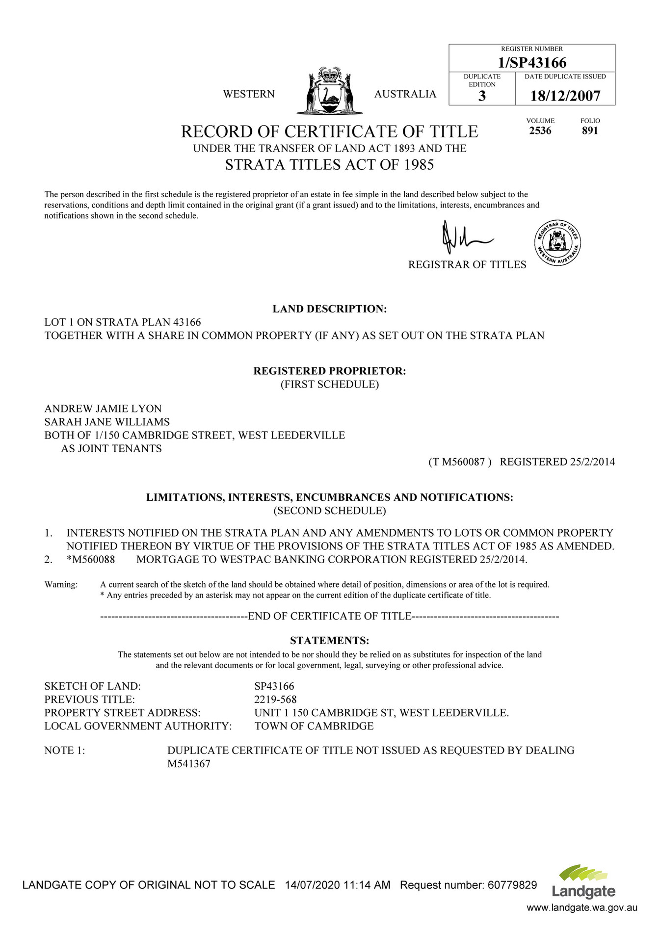 Abel Property Certificate of Title 2536 891 Page 1 Created with