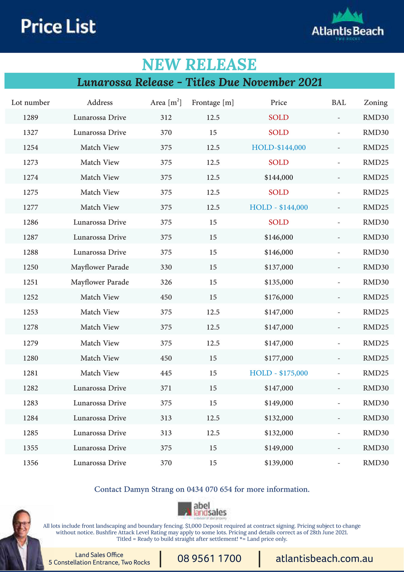 Abel Property 210708 AB Stage Plans and Price List Page 1 Created