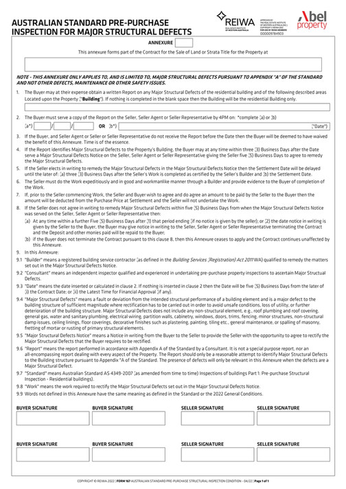Property Defect Form Abel Property - 2. Annexure A Structural Inspection - Page 1 - Created ...